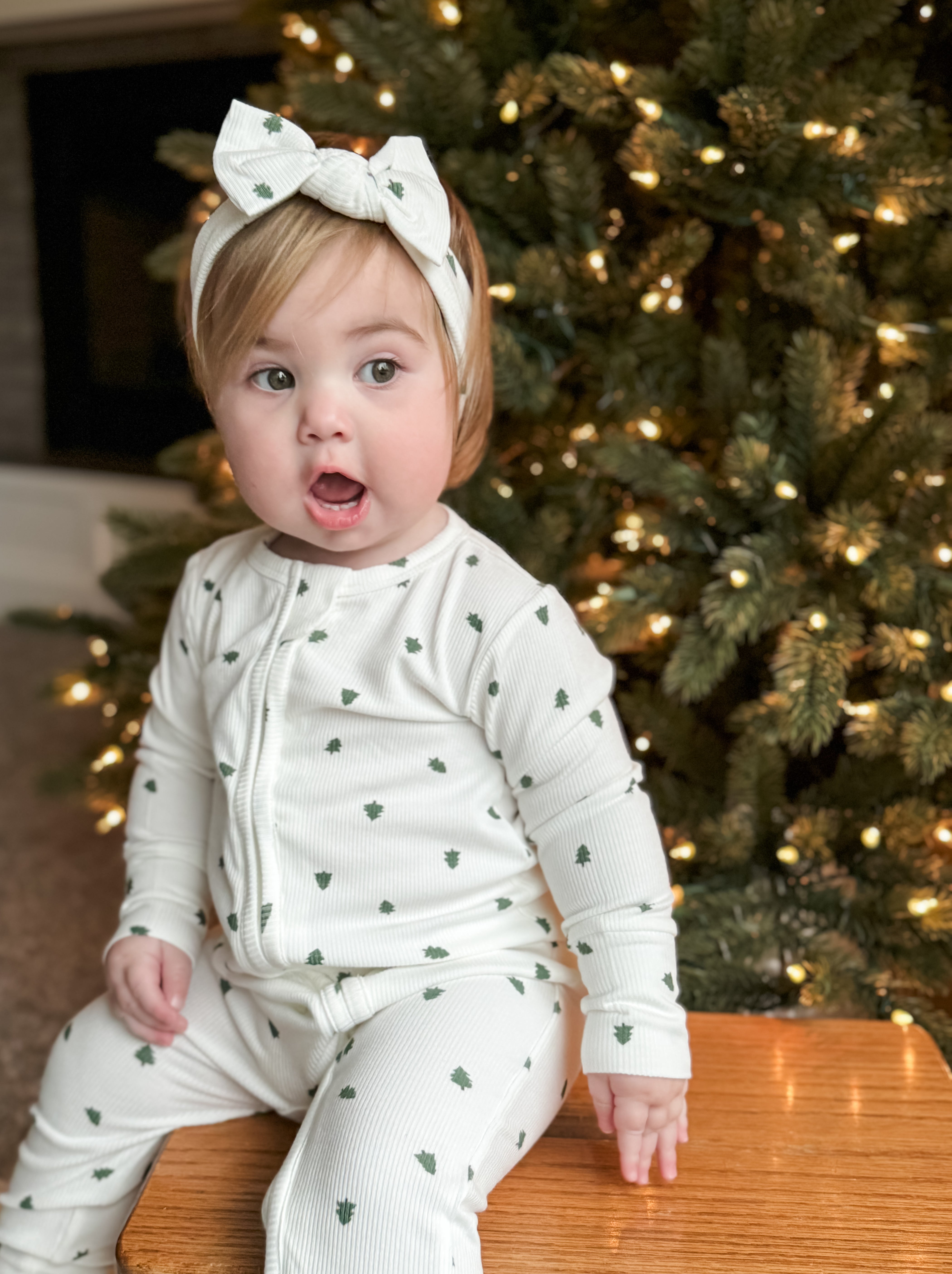 Tiny Trees Ribbed Bamboo Zippy Romper