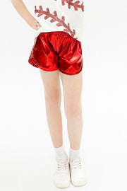 Kids' Metallic Shorts - Red