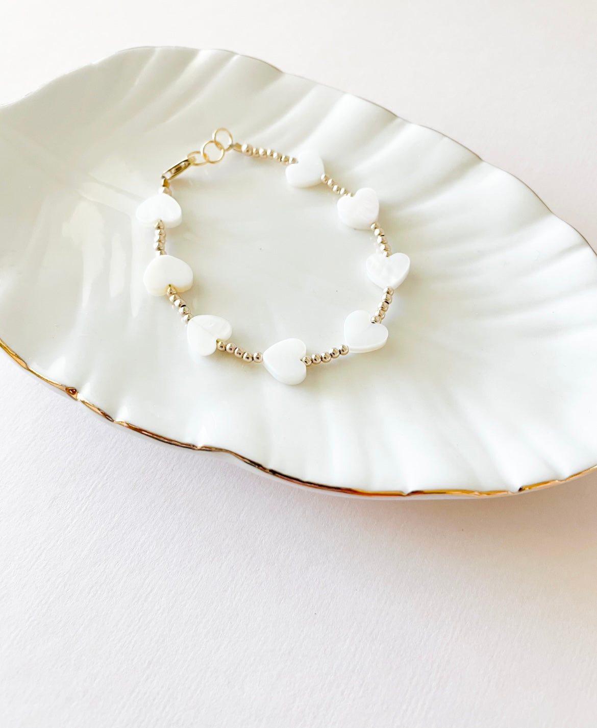 Gold-filled Shell Heart Bracelet | Handmade Jewelry For Women, Kids & Babies | Everyday Layering Bracelet