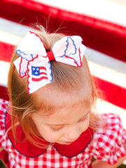 Stars & Stripes Flag Hair Bow – Toddler Girls July 4th Hair Accessory