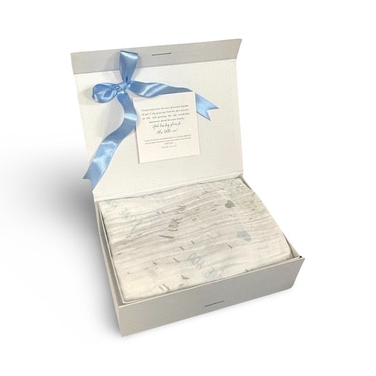 Swaddle Muslin Blanket: I Love You, Boy Newborn Gift