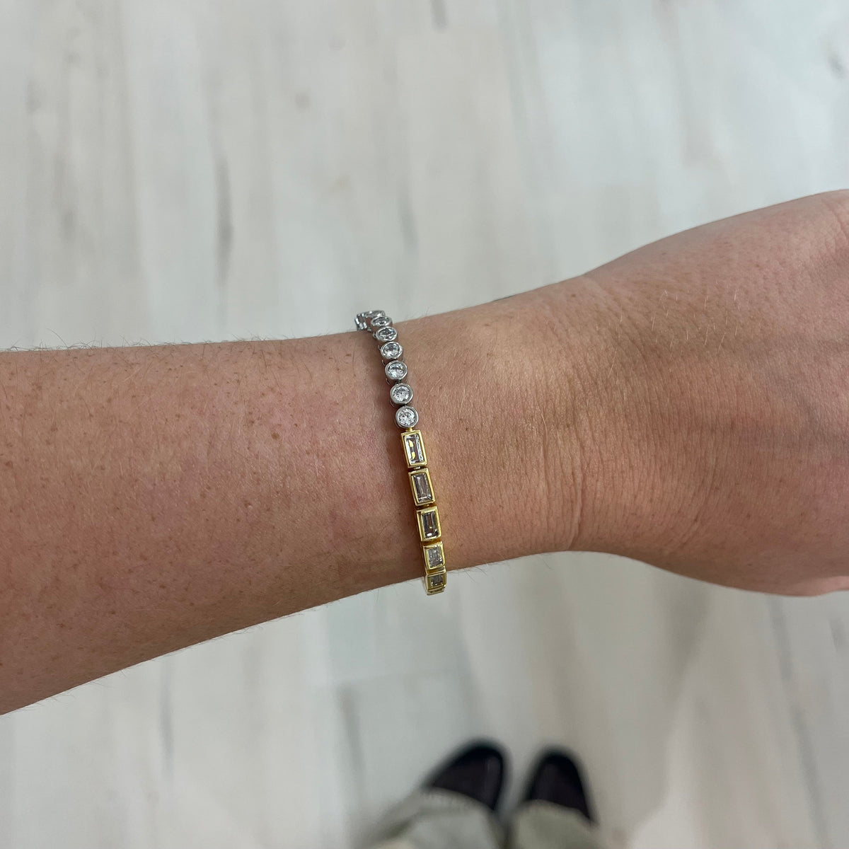 Adrian Two-tone Bezel Tennis Bracelet