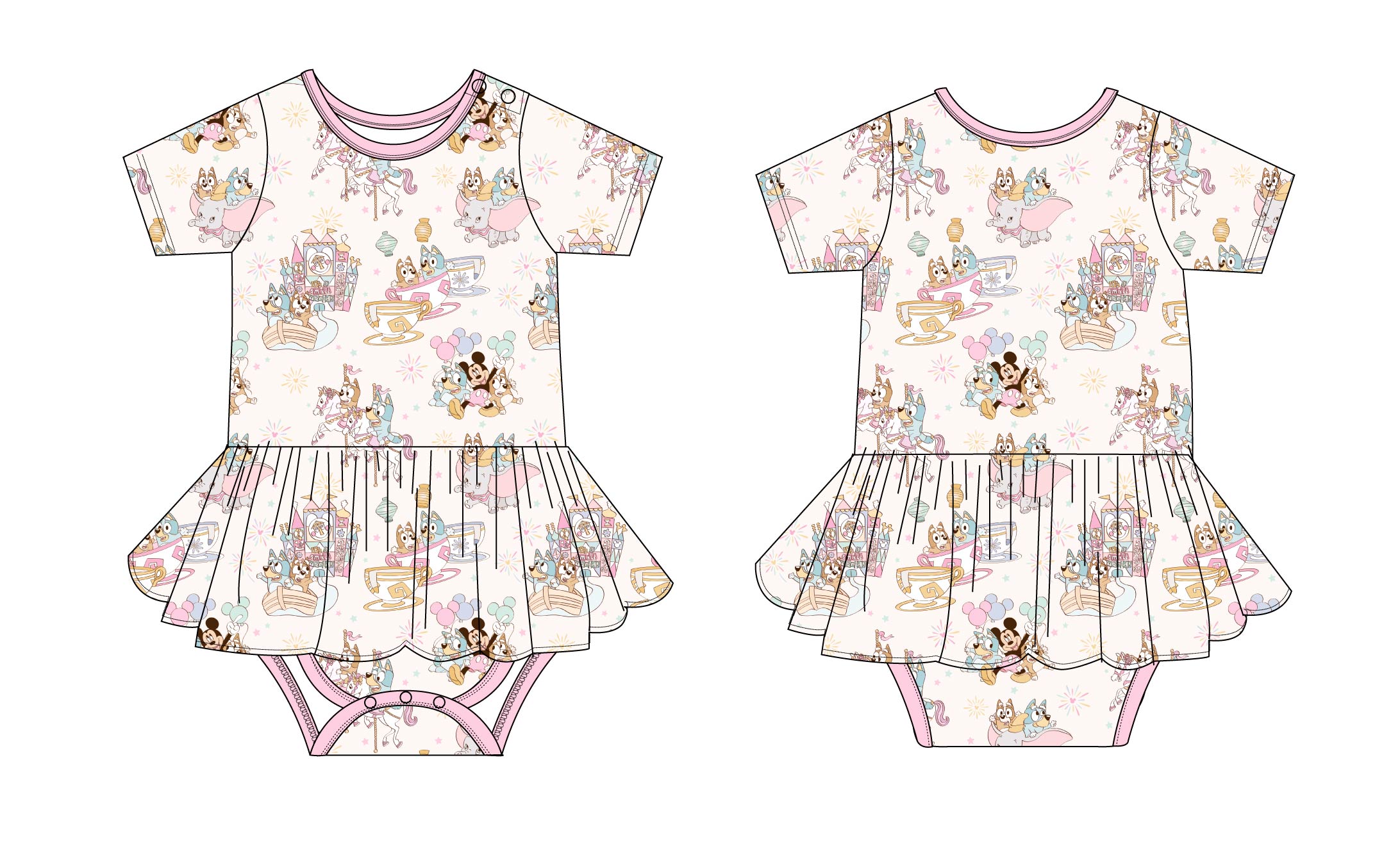 Pastel Park (cotton Candy) - Bodysuit Dress