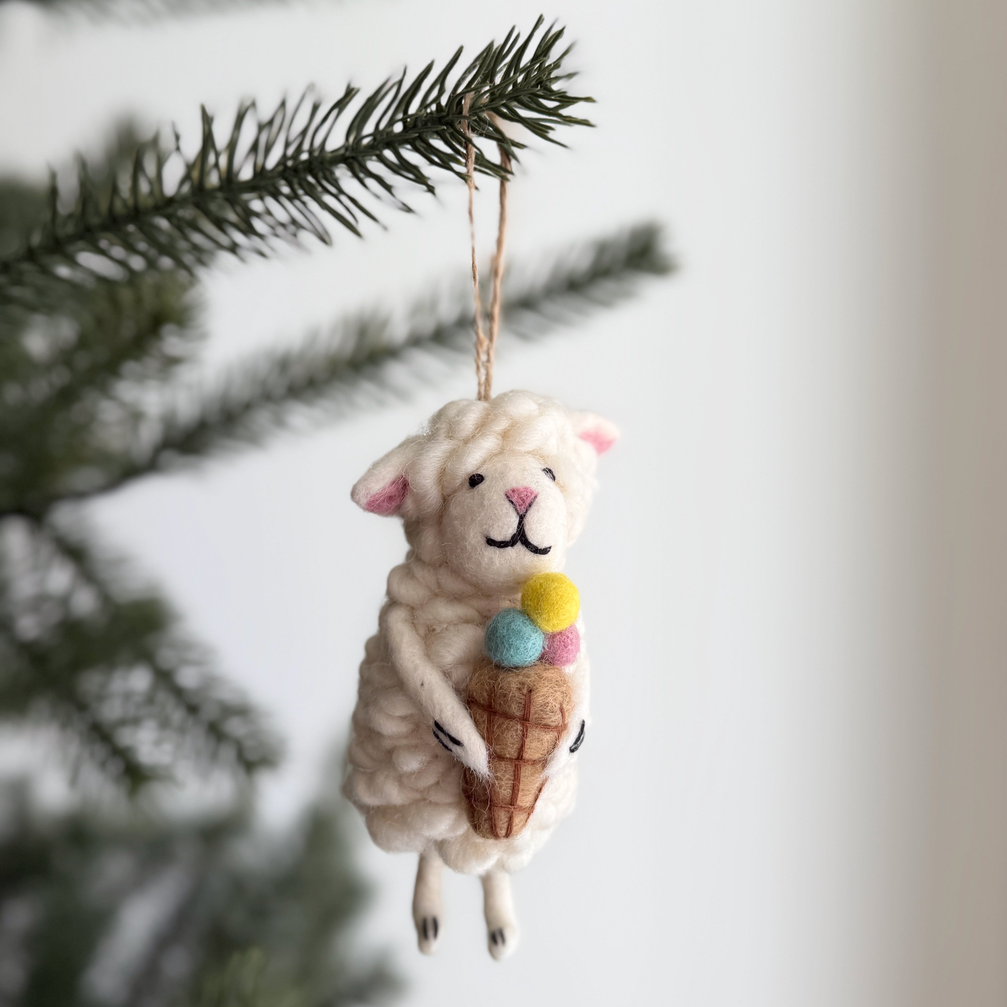 Felt Sheep With Ice Cream Ornament