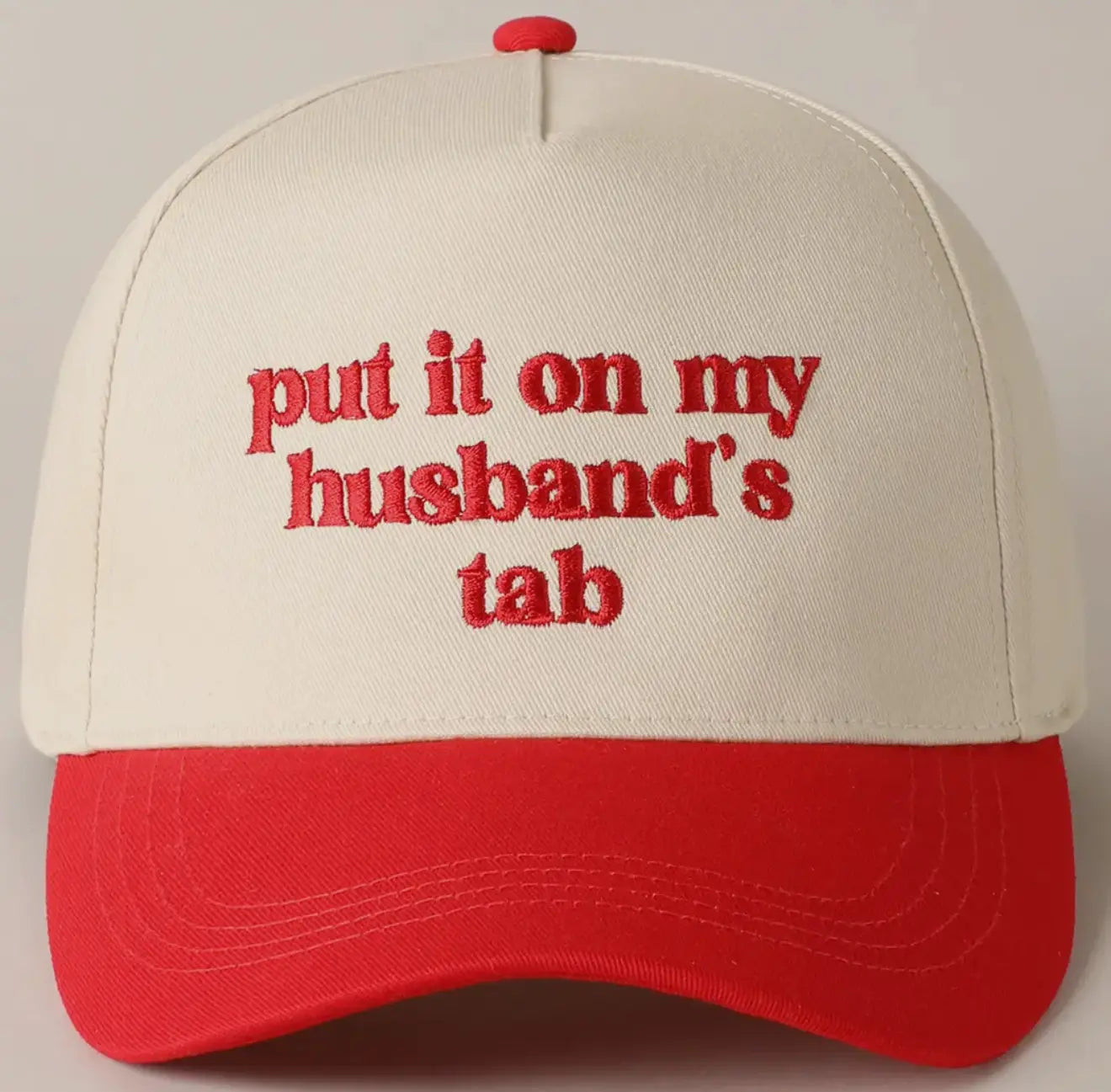Put It On My Husband's Tab Embroidered Canvas Hat