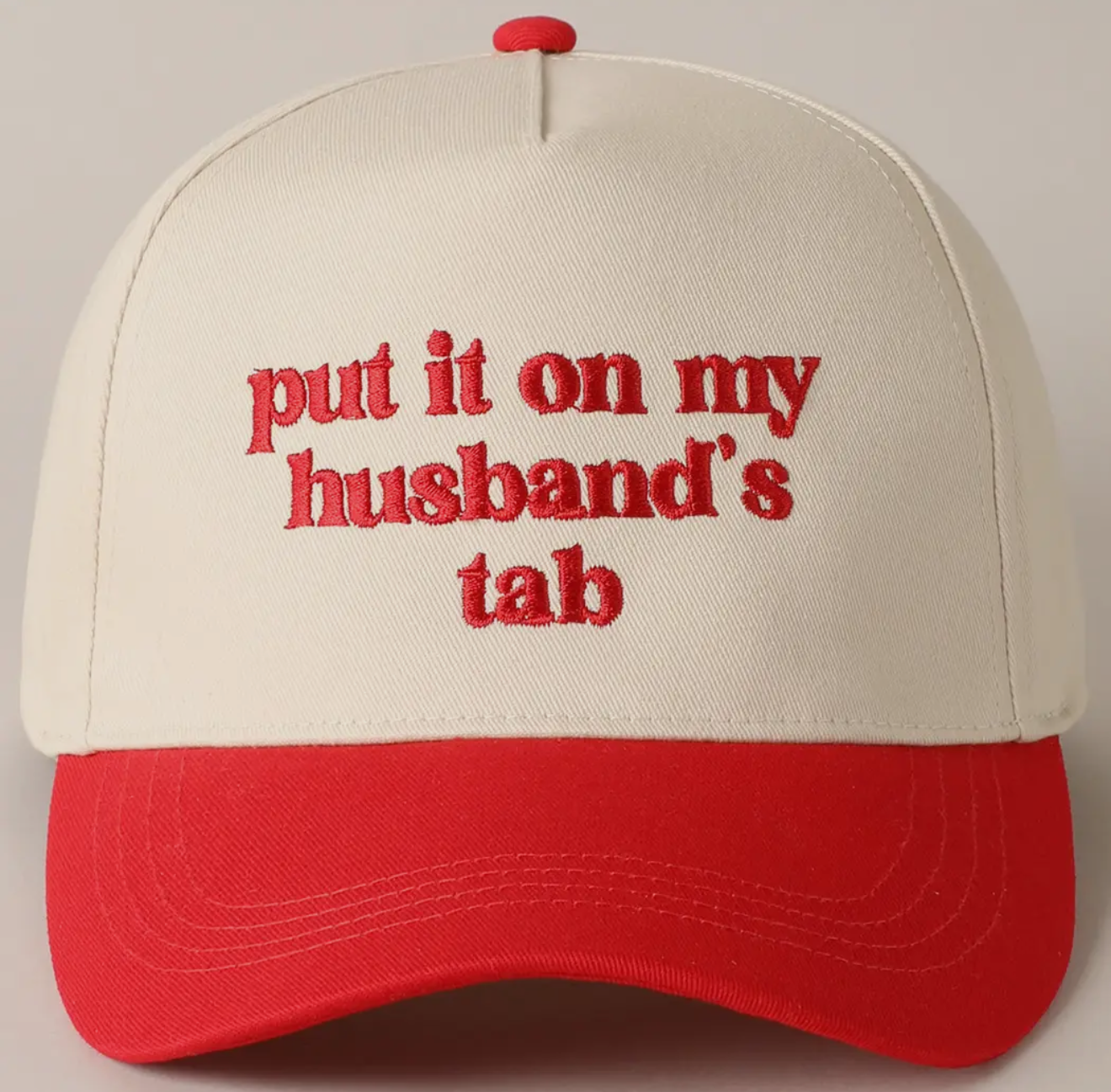 Put It On My Husband's Tab Embroidered Canvas Hat