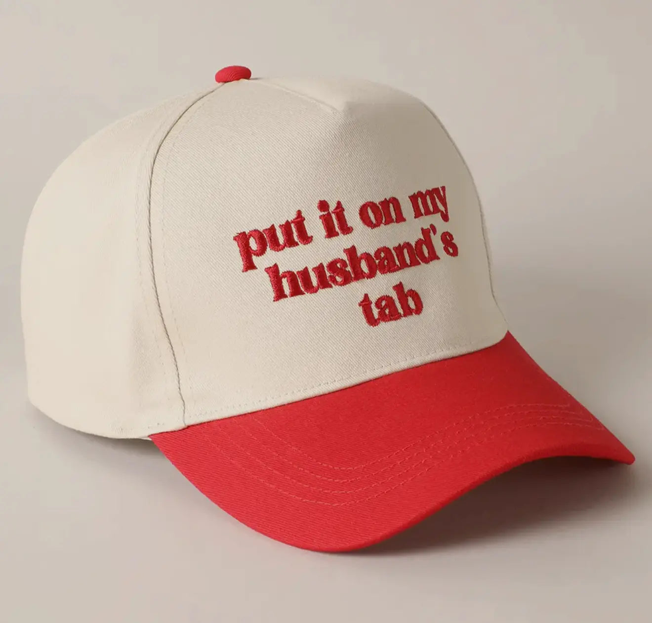 Put It On My Husband's Tab Embroidered Canvas Hat