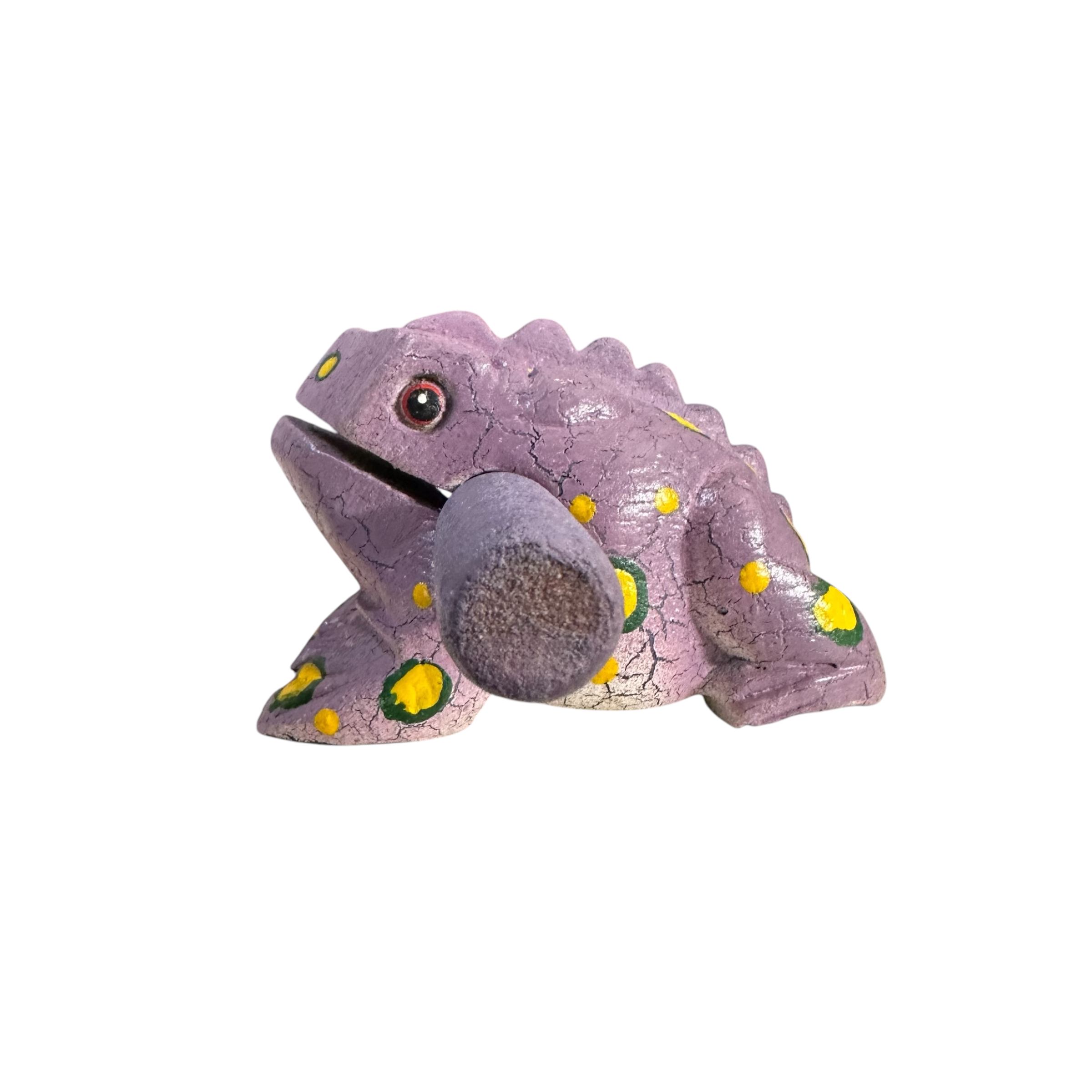 3" Wooden Musical Frog - Lavender Design (percussion Instrument)