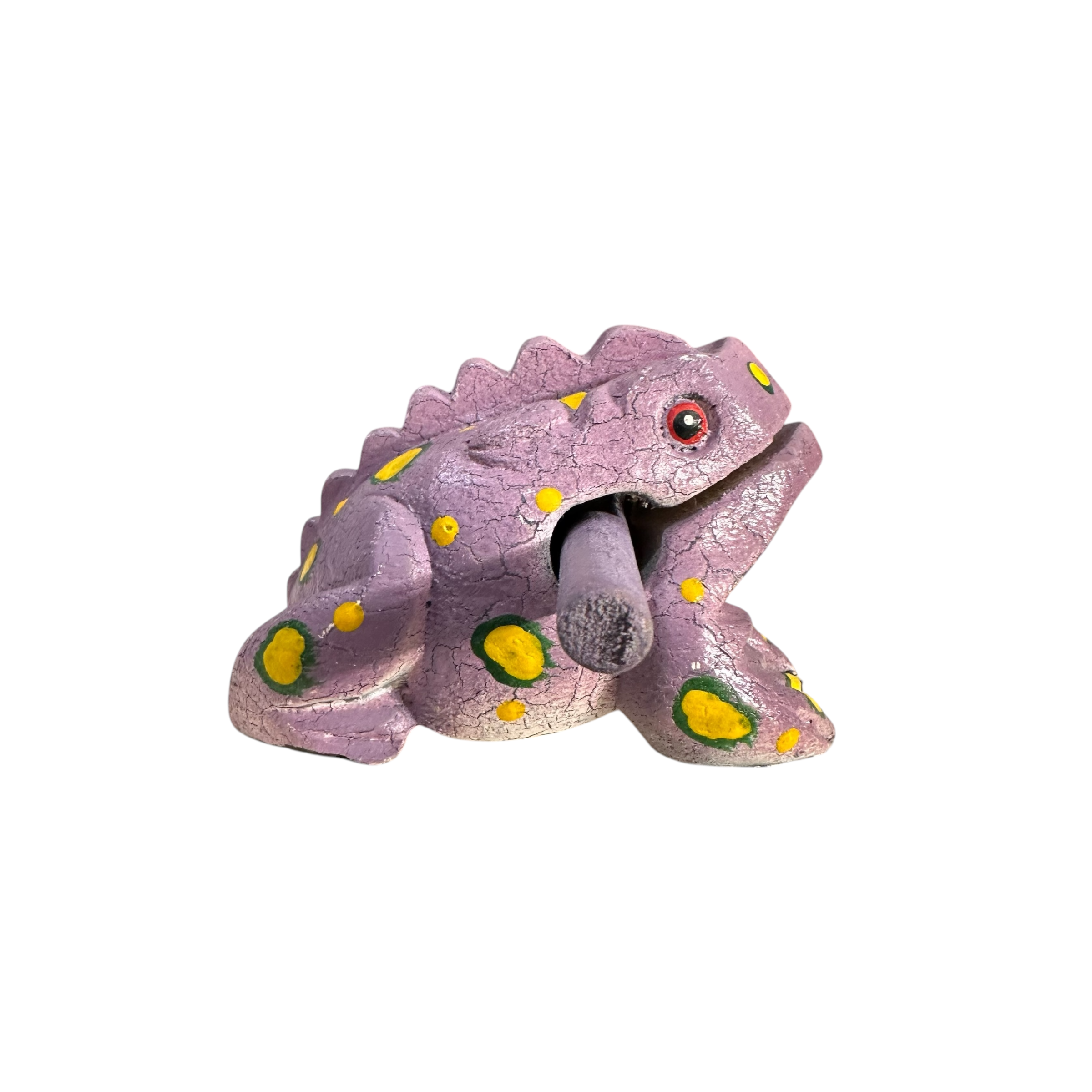 3" Wooden Musical Frog - Lavender Design (percussion Instrument)