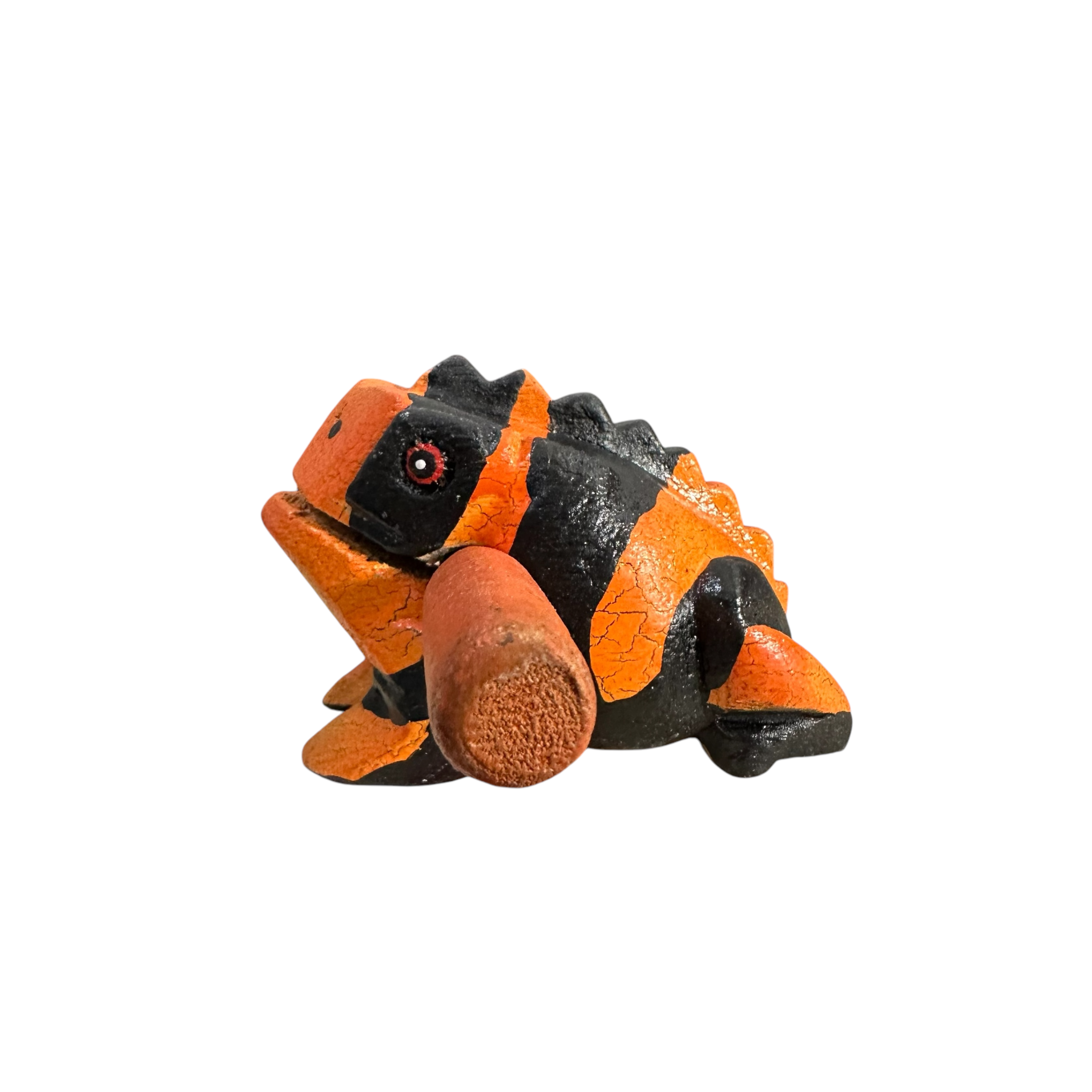 3" Wooden Musical Frog - Orange Dart Design (percussion Instrument)