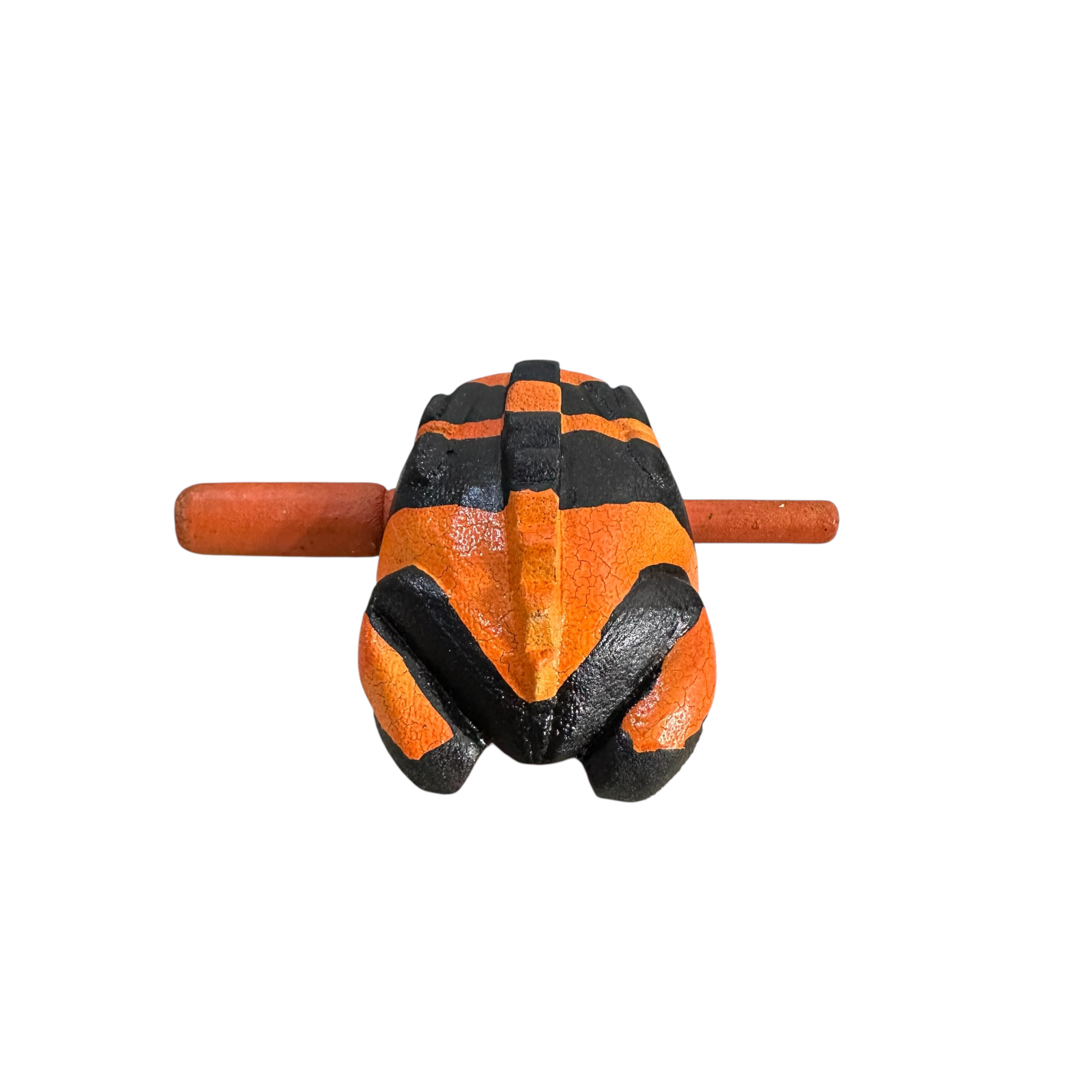 3" Wooden Musical Frog - Orange Dart Design (percussion Instrument)