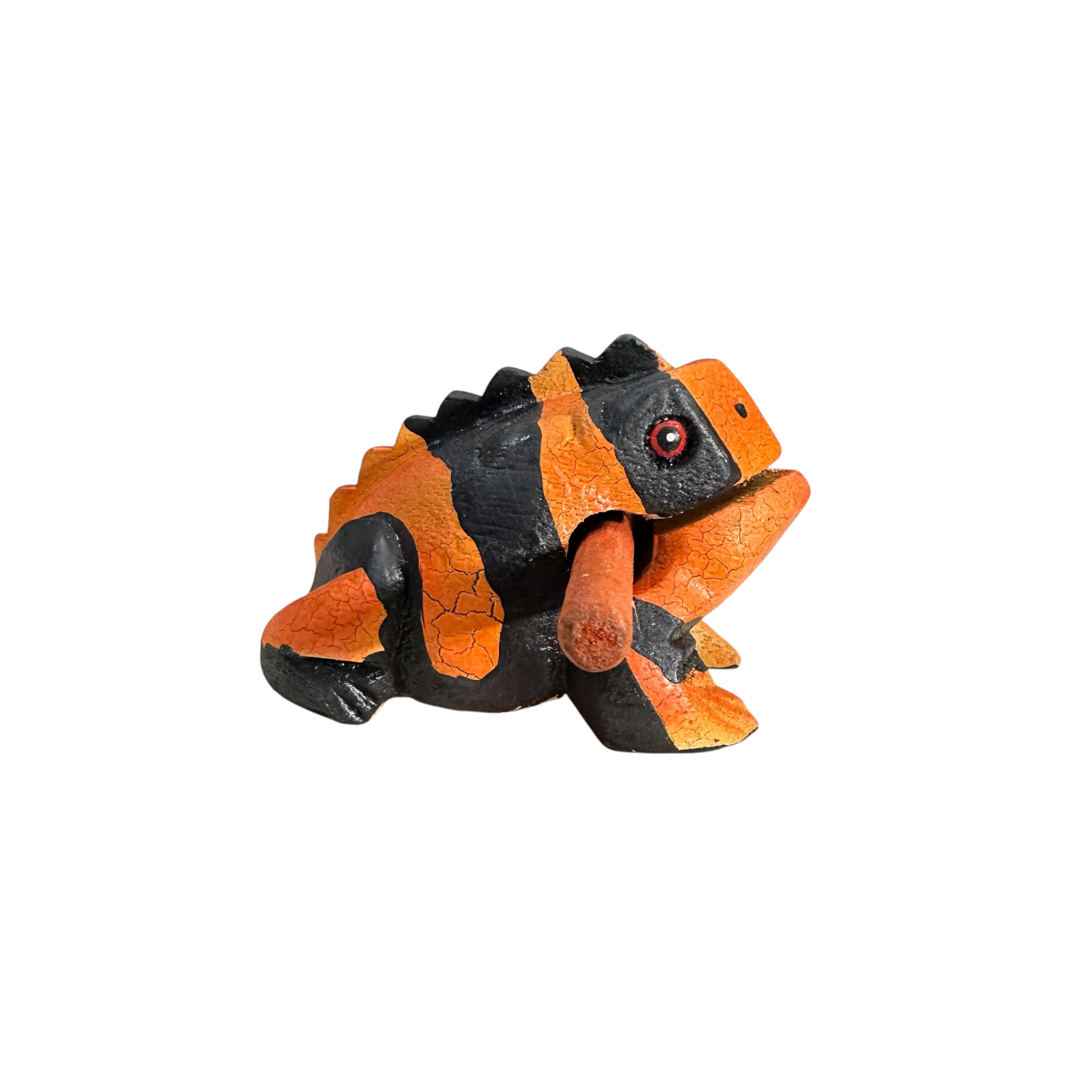 3" Wooden Musical Frog - Orange Dart Design (percussion Instrument)
