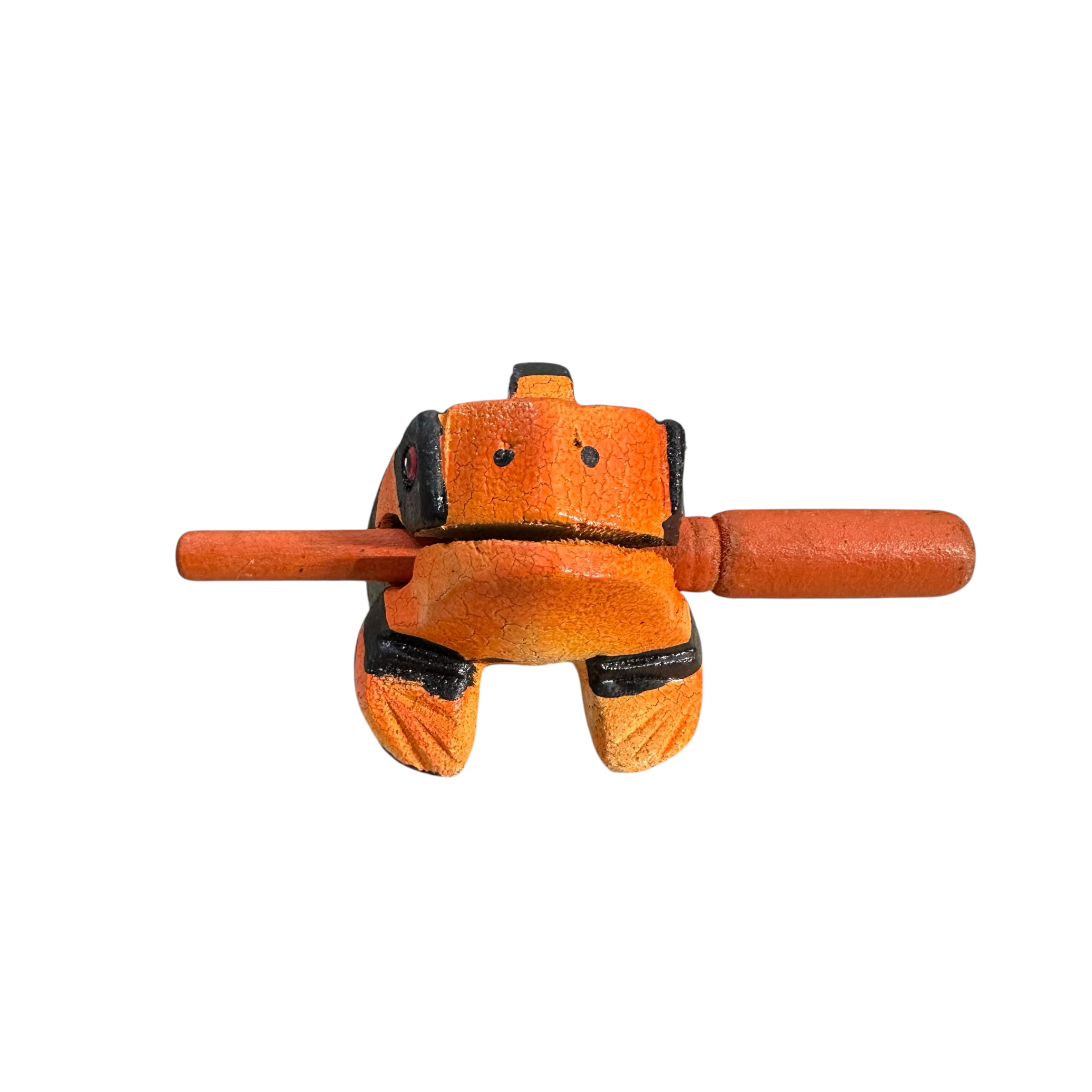 3" Wooden Musical Frog - Orange Dart Design (percussion Instrument)