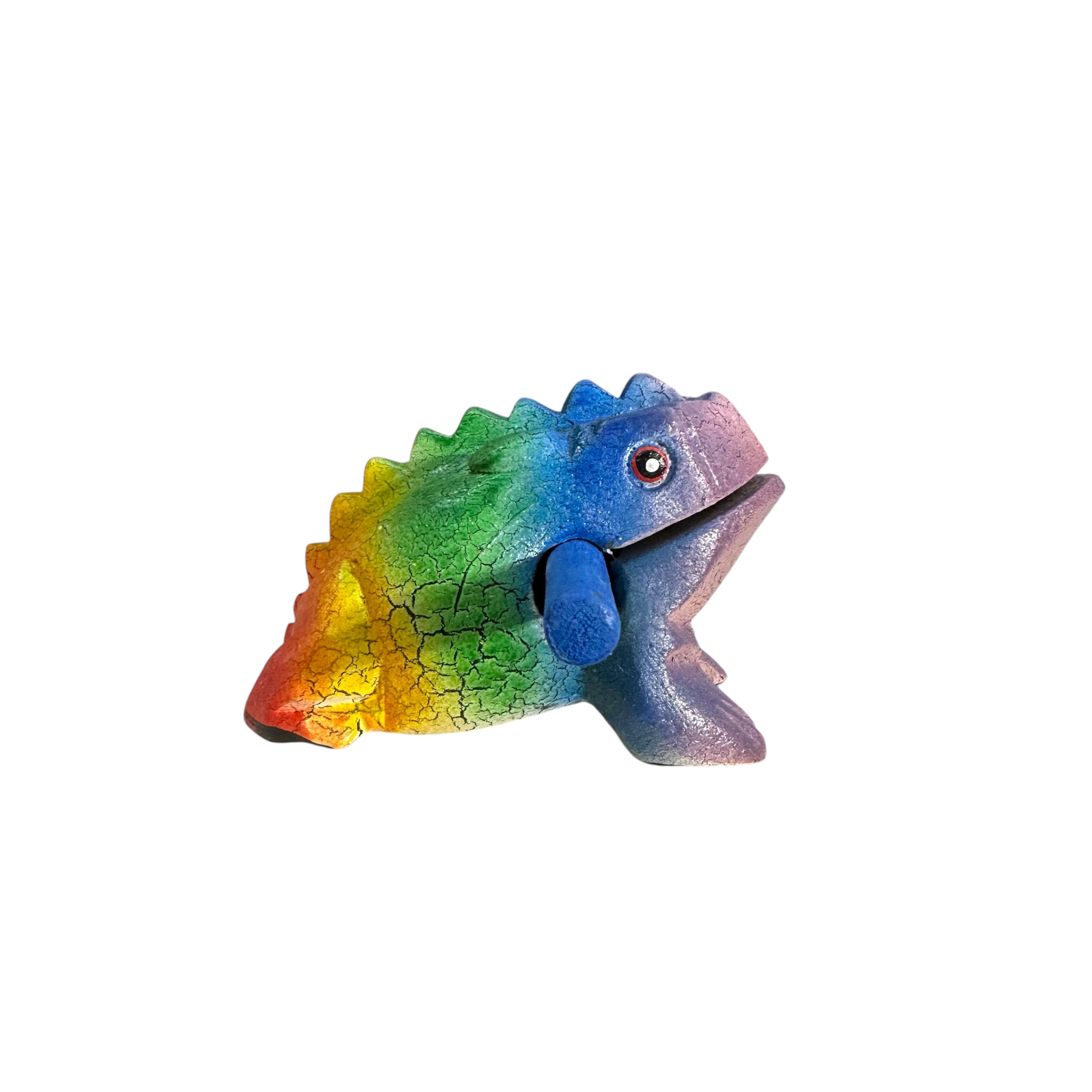 3" Wooden Musical Frog - Rainbow Design (percussion Instrument)