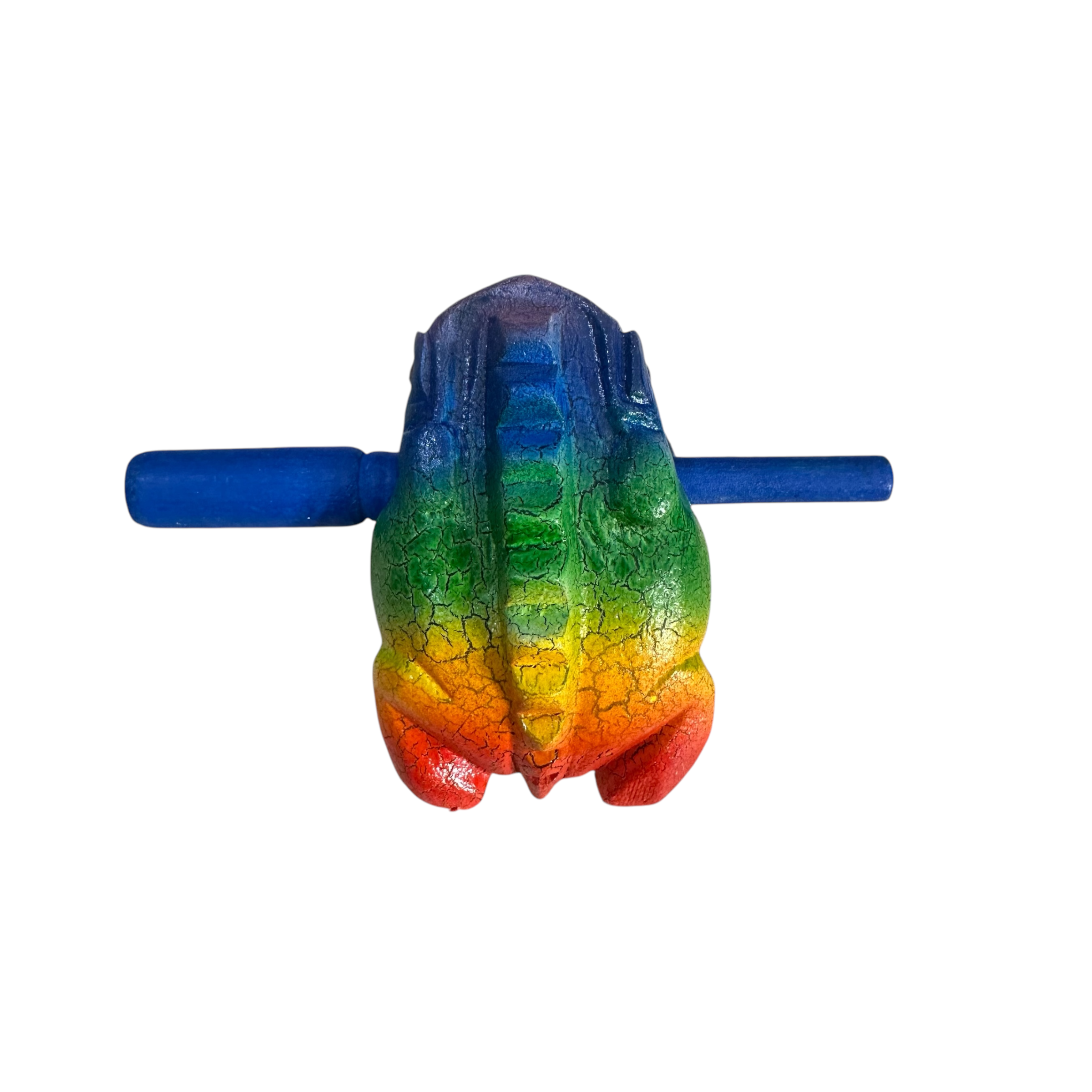 3" Wooden Musical Frog - Rainbow Design (percussion Instrument)
