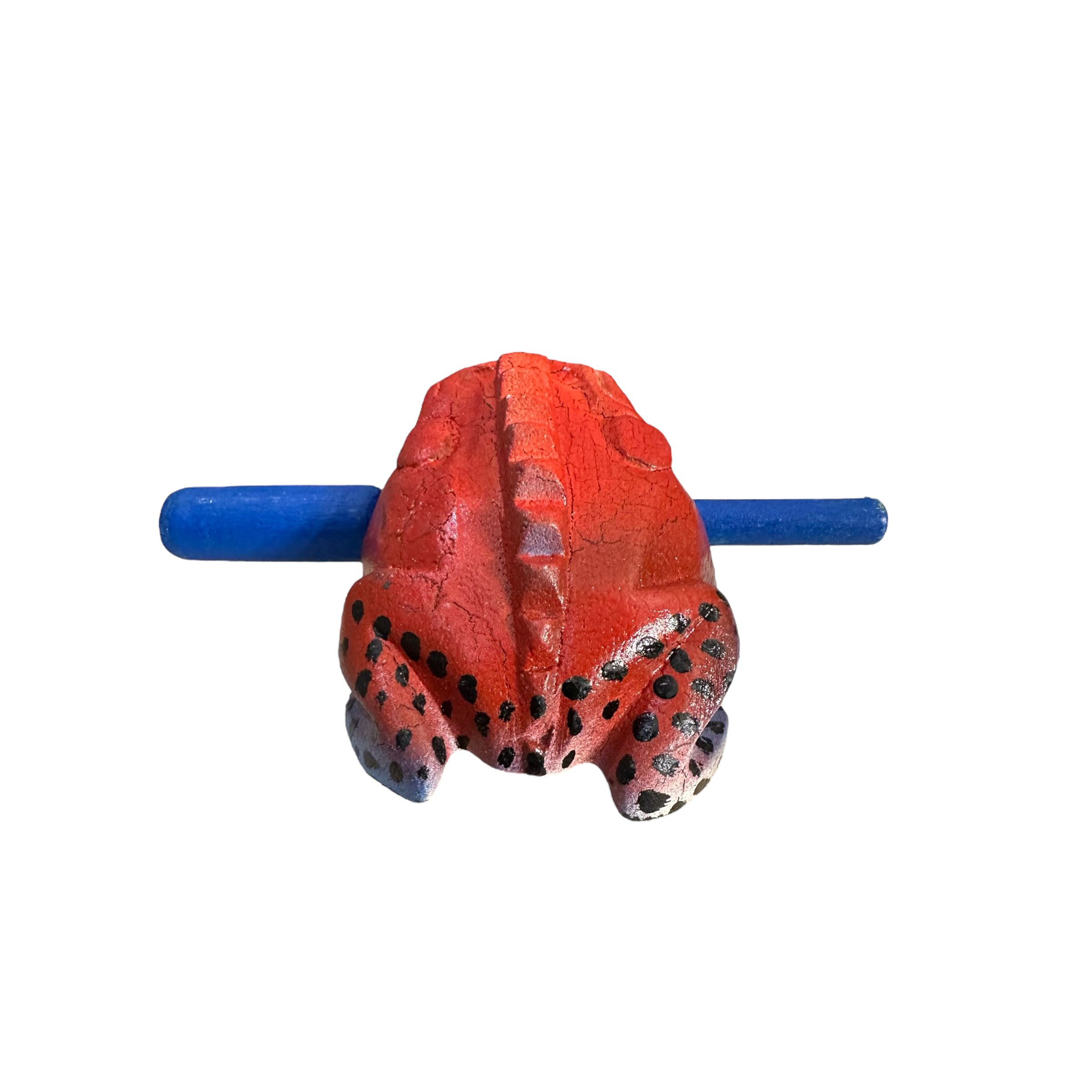 3" Wooden Musical Frog - Red Dart Design (percussion Instrument)