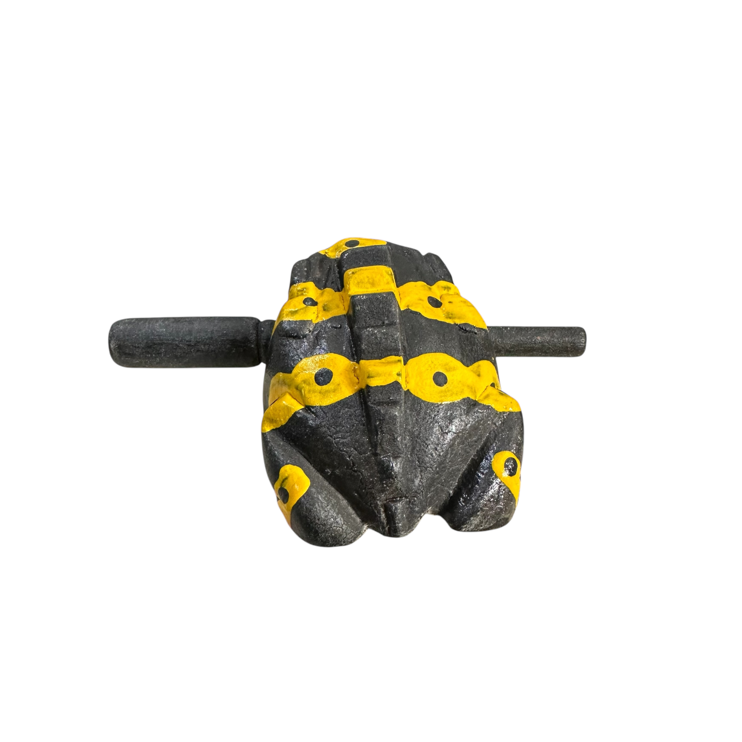 3" Wooden Musical Frog - Yellow Dart Design (percussion Instrument)