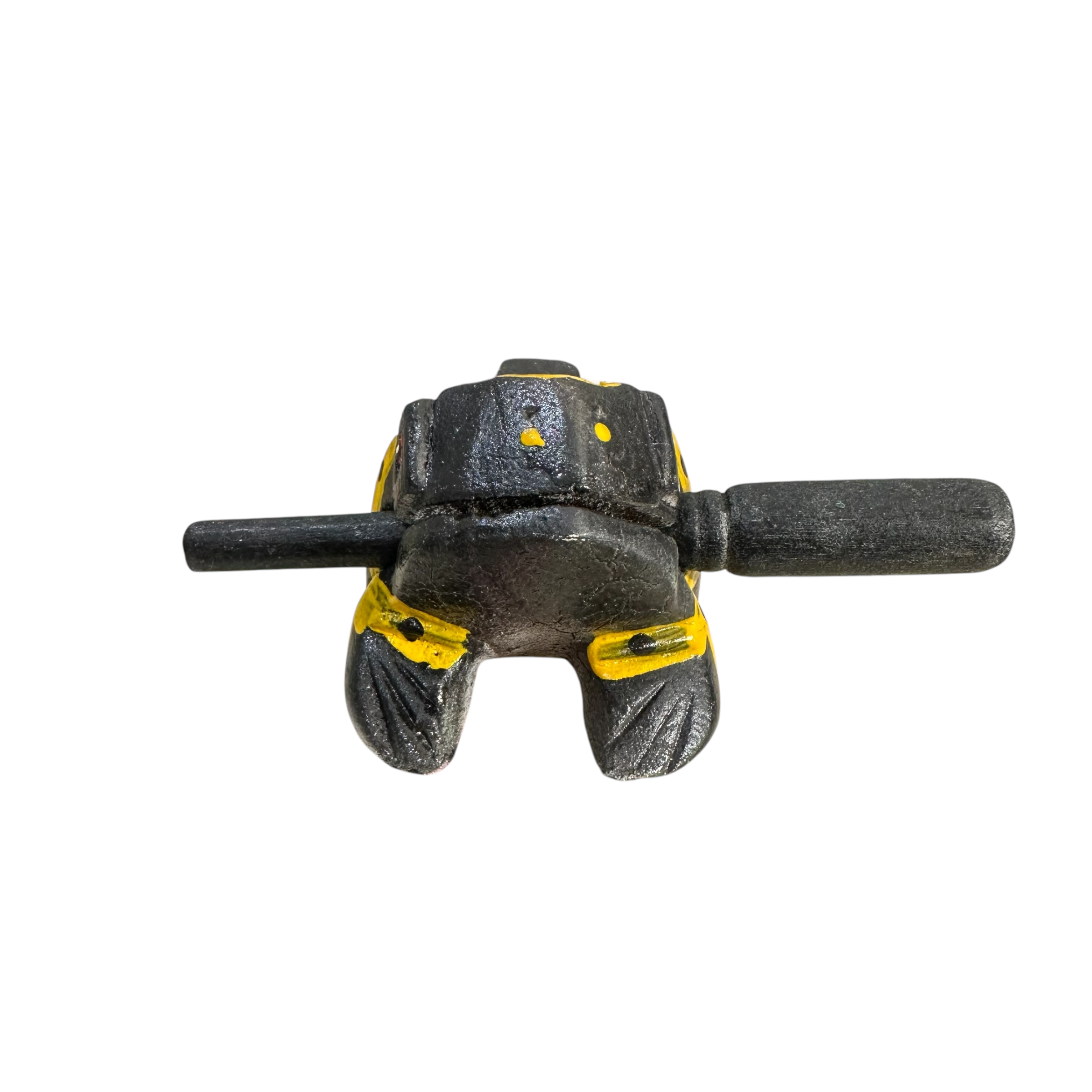 3" Wooden Musical Frog - Yellow Dart Design (percussion Instrument)
