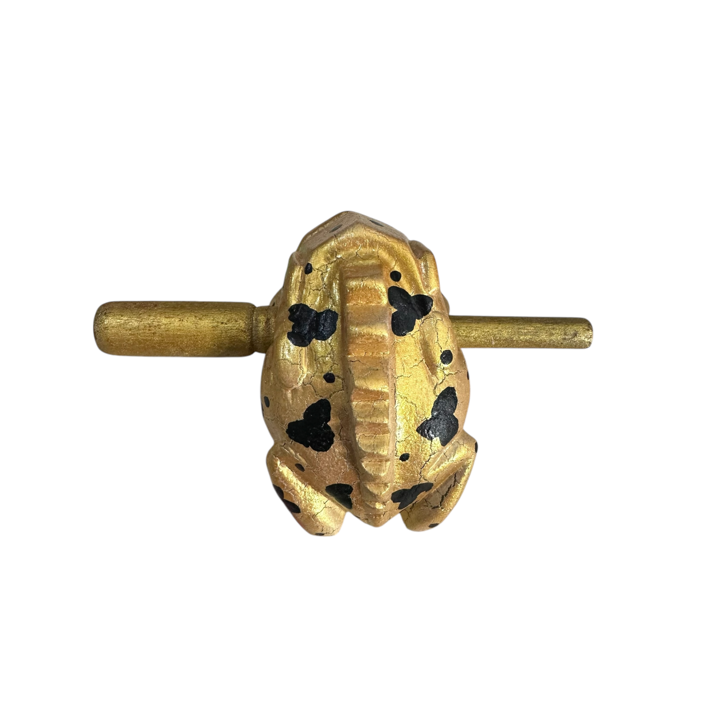 3" Wooden Musical Frog - Egyptian Golden Design (percussion Instrument)