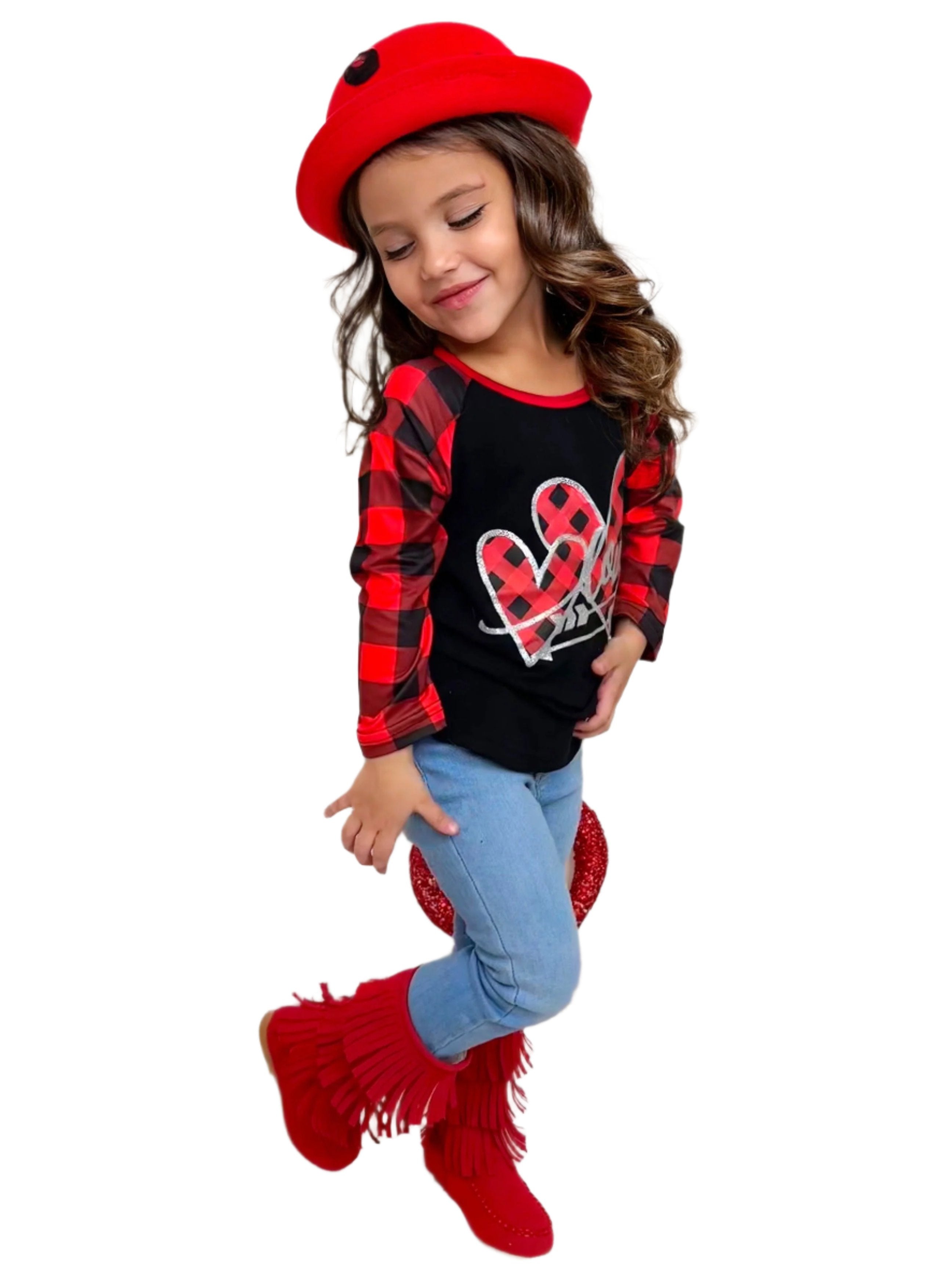 Cupid's Love Plaid Raglan Top