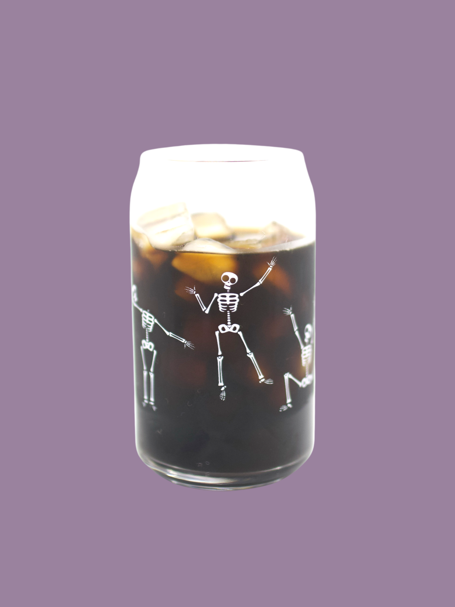 Dancing Skeleton Can Glass