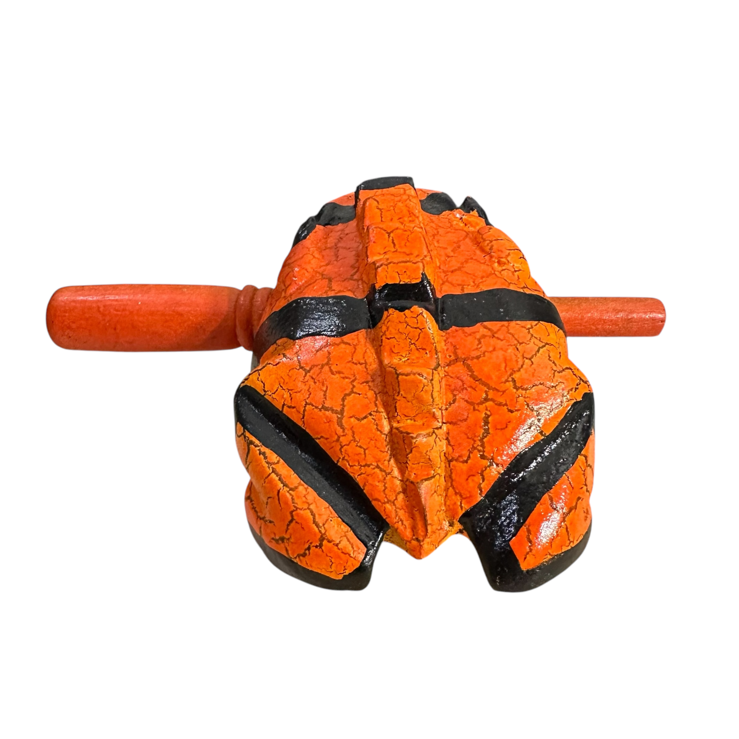 4" Wooden Musical Frog - Orange Dart Design (percussion Instrument)