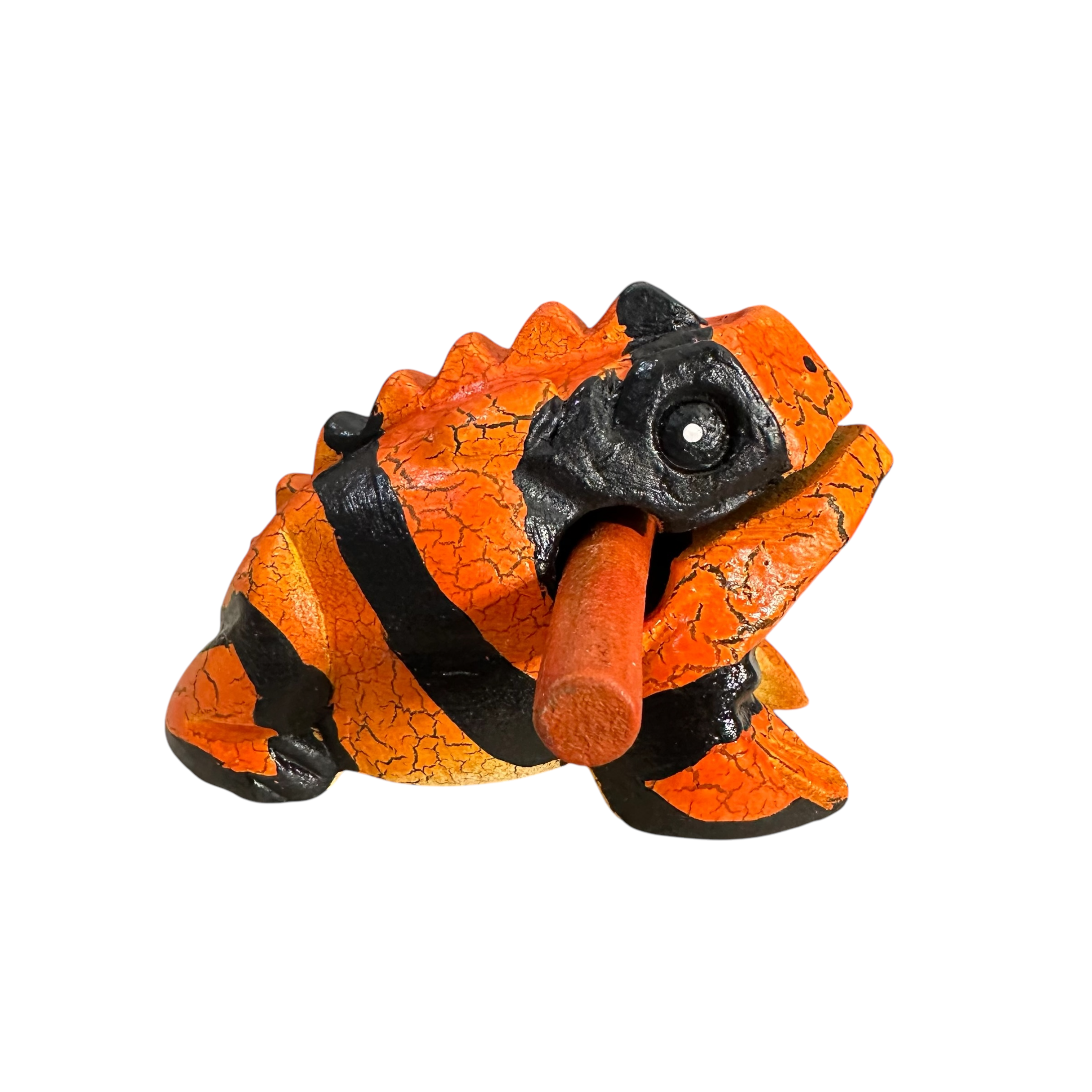 4" Wooden Musical Frog - Orange Dart Design (percussion Instrument)