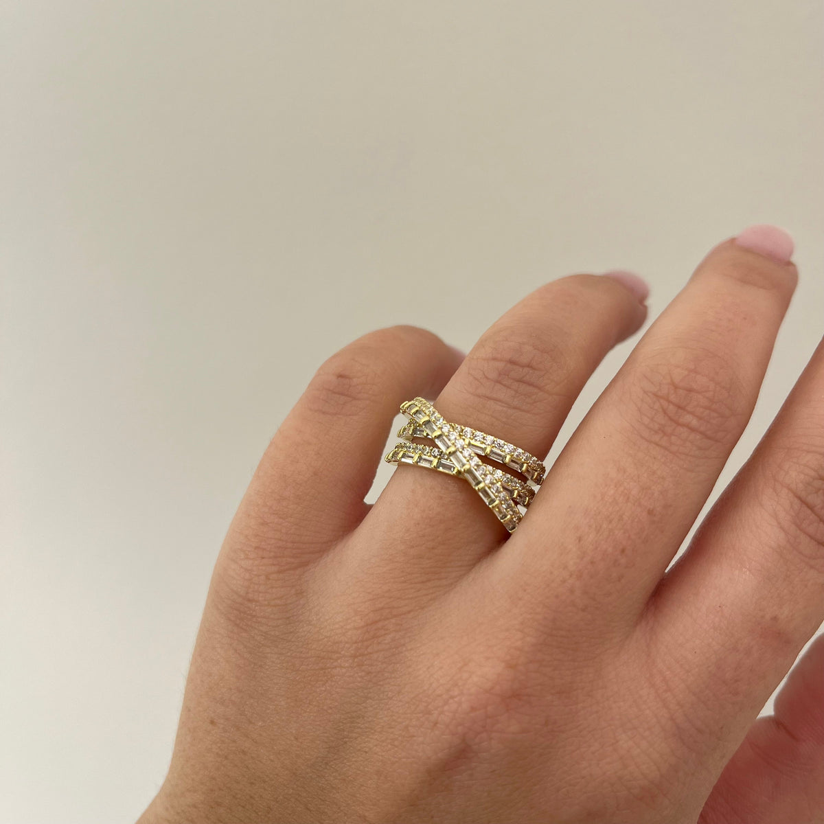Rachel Criss-cross Pave Ring