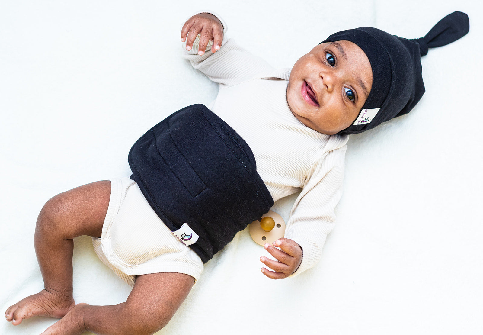 Newborn Top Knot Hat - Noir