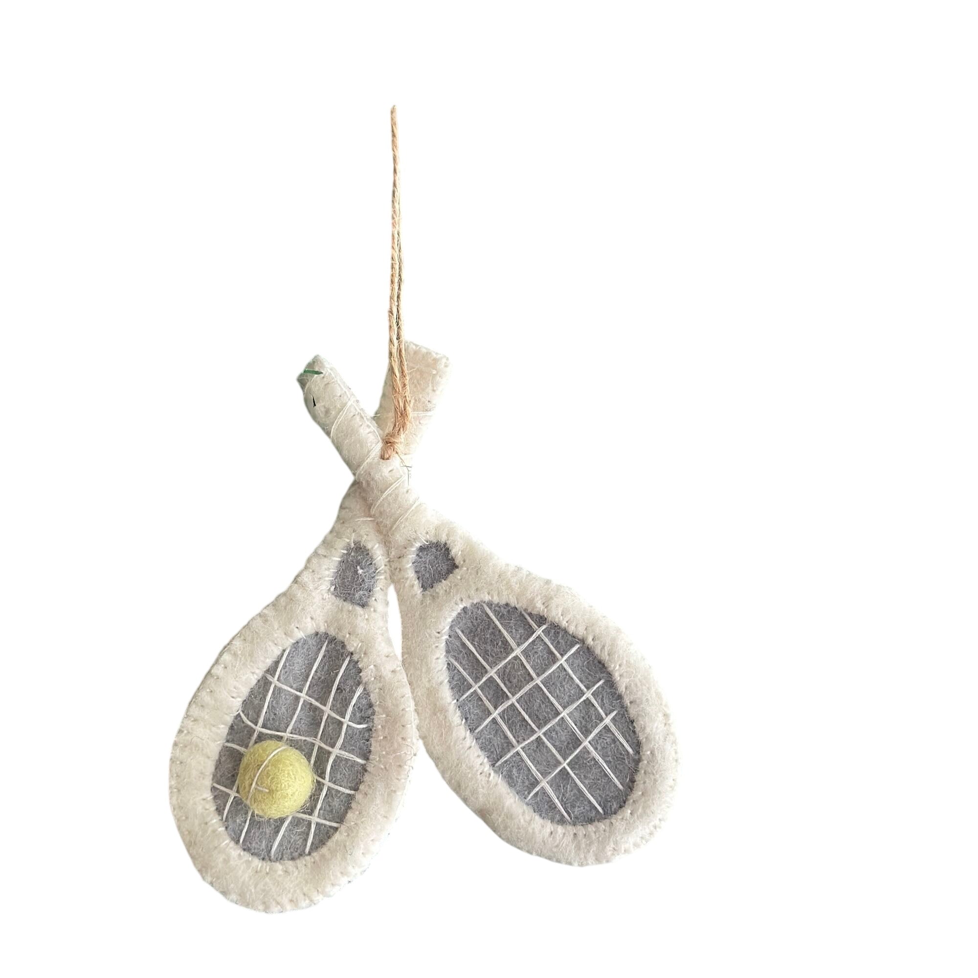 White Tennis Racket Ornament