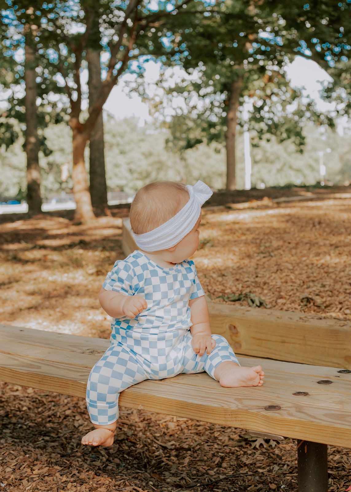 Blue Retro Checkered Harem Romper