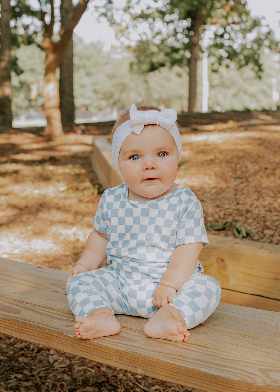 Blue Retro Checkered Harem Romper
