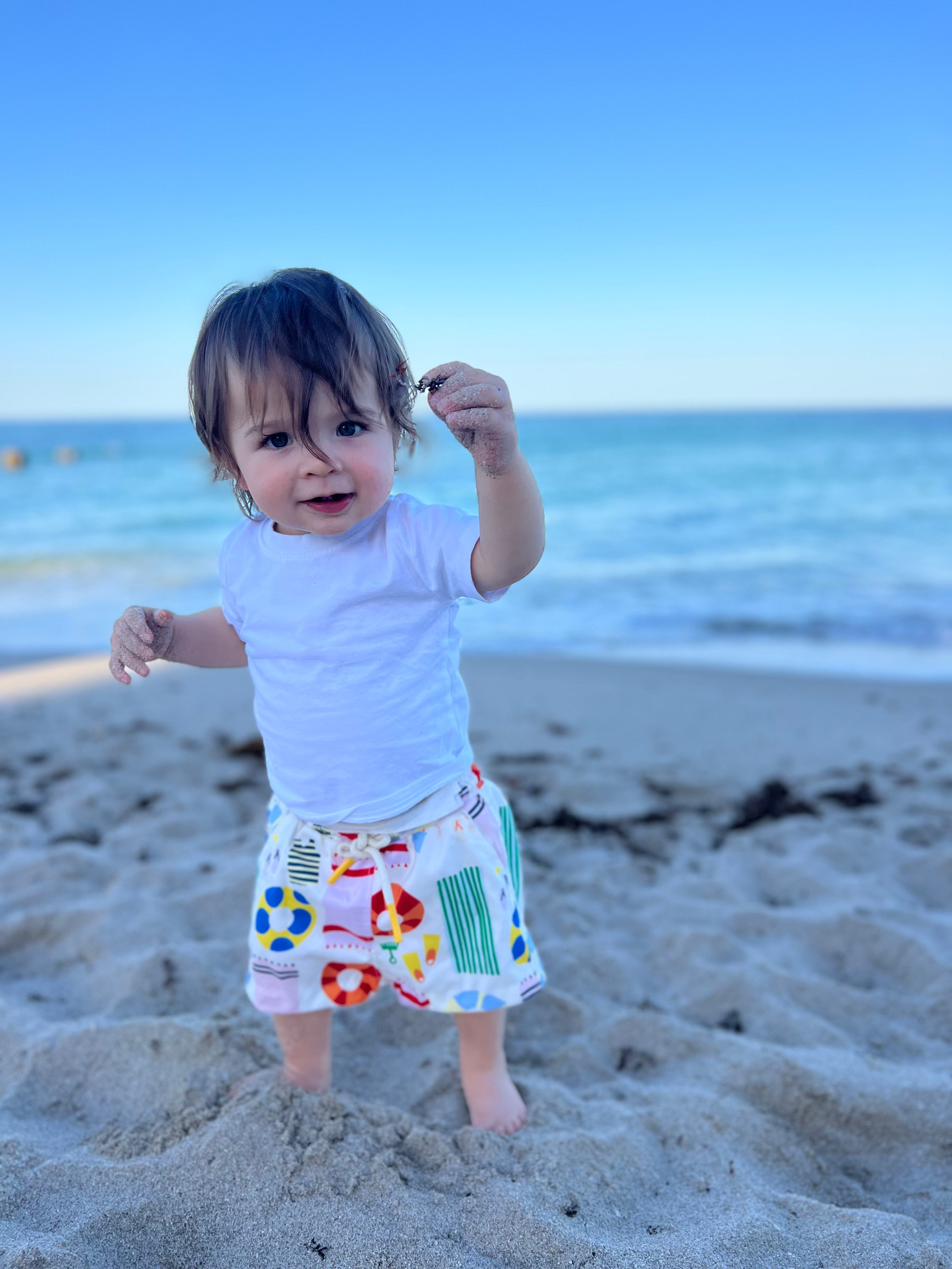 Upf 50+ Recycled Fishing Net Beach Baby Swim Trunk