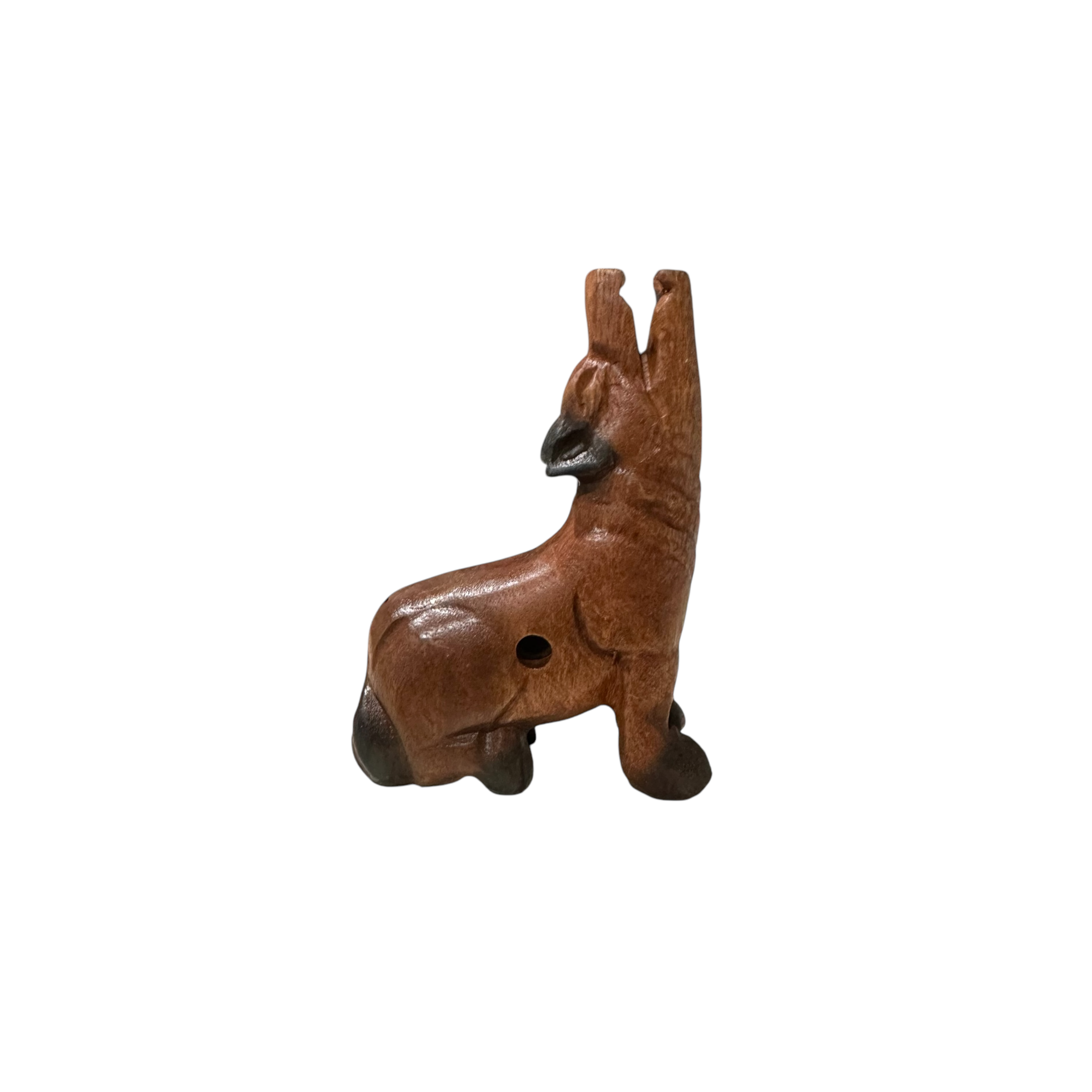 4.5" Small Dark Oak Wolf Musical Whistle Instrument