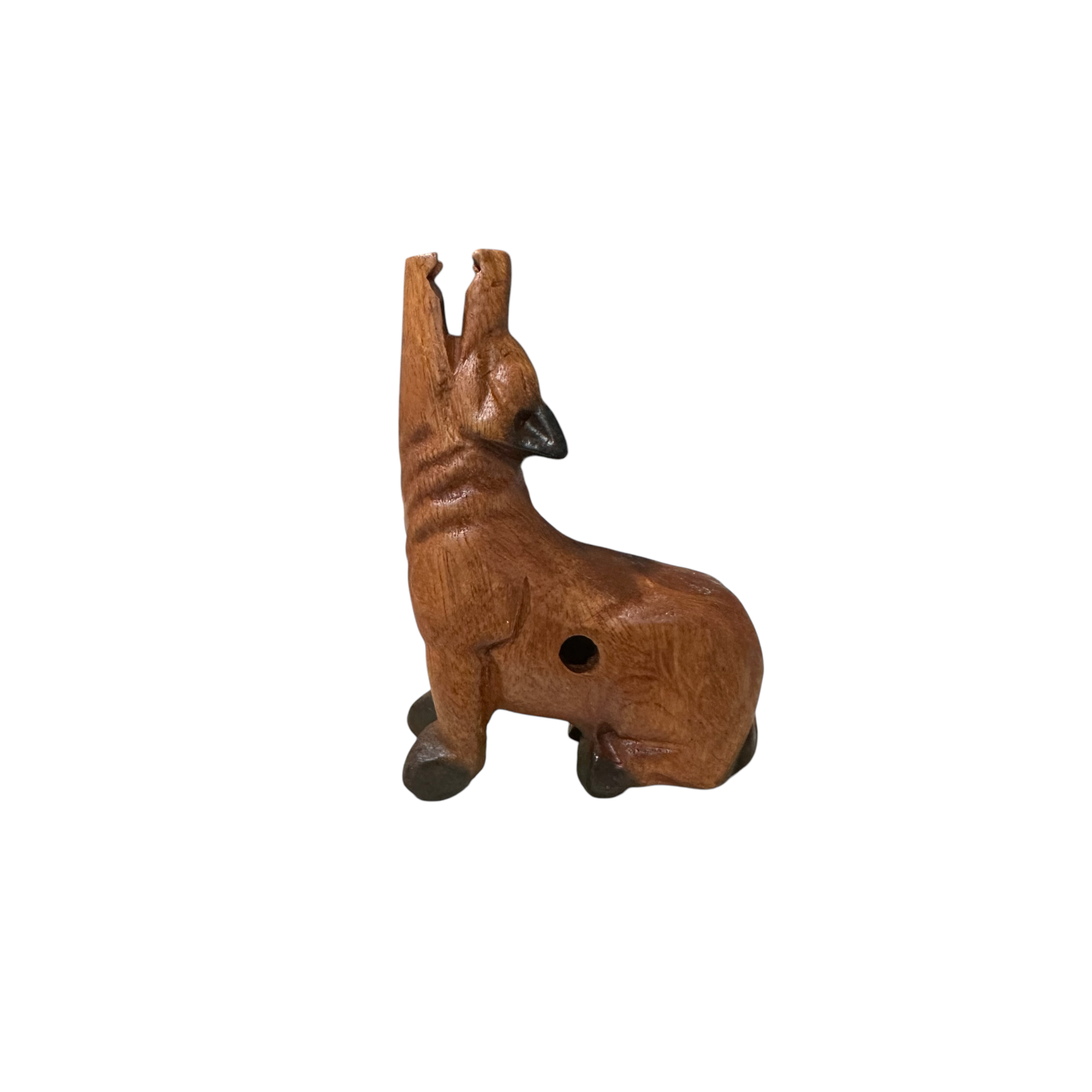 4.5" Small Dark Oak Wolf Musical Whistle Instrument