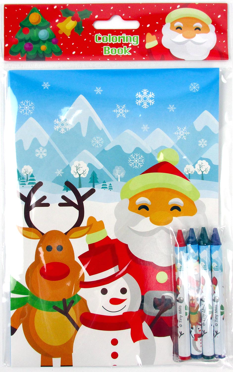 Christmas Holidays Coloring Books With Crayons - Set Of 6 Or 12