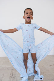 Blue Flurry (ribbed) - Biker Short Set