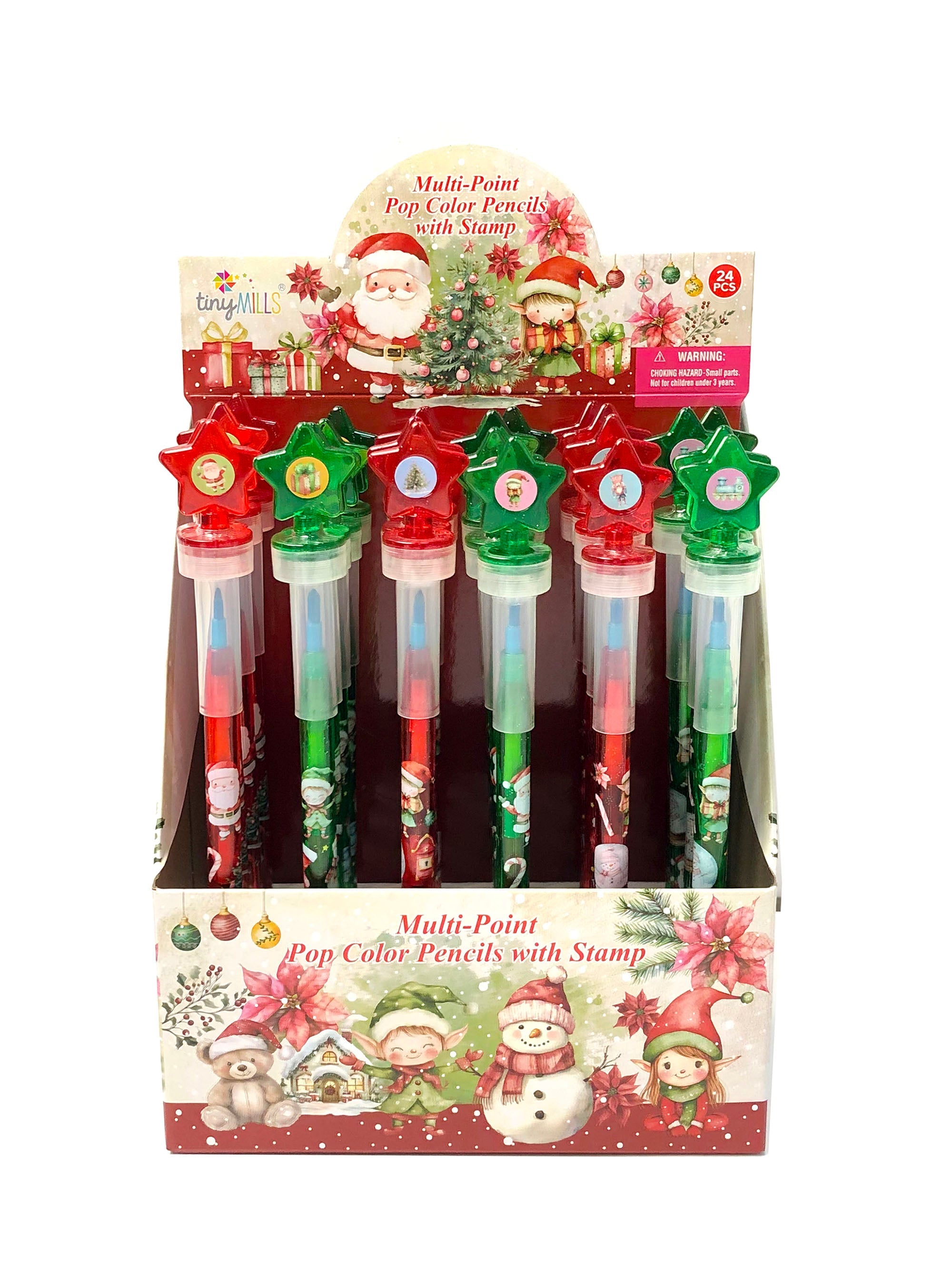 Vintage Rustic Christmas Stackable Crayon With Stamper Topper