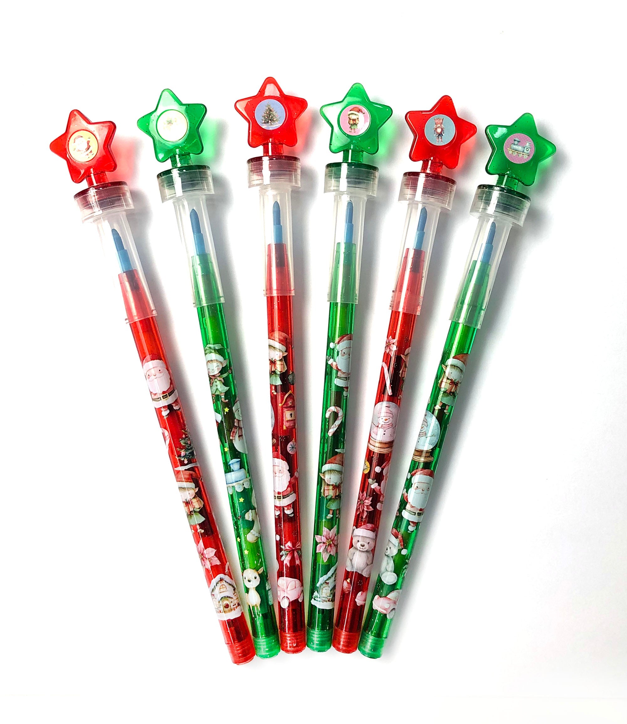 Vintage Rustic Christmas Stackable Crayon With Stamper Topper