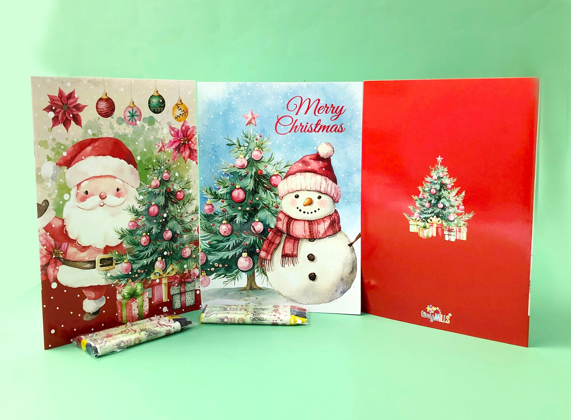 Vintage Rustic Christmas Coloring Books With Crayons Party Favors - Set Of 6 Or 12