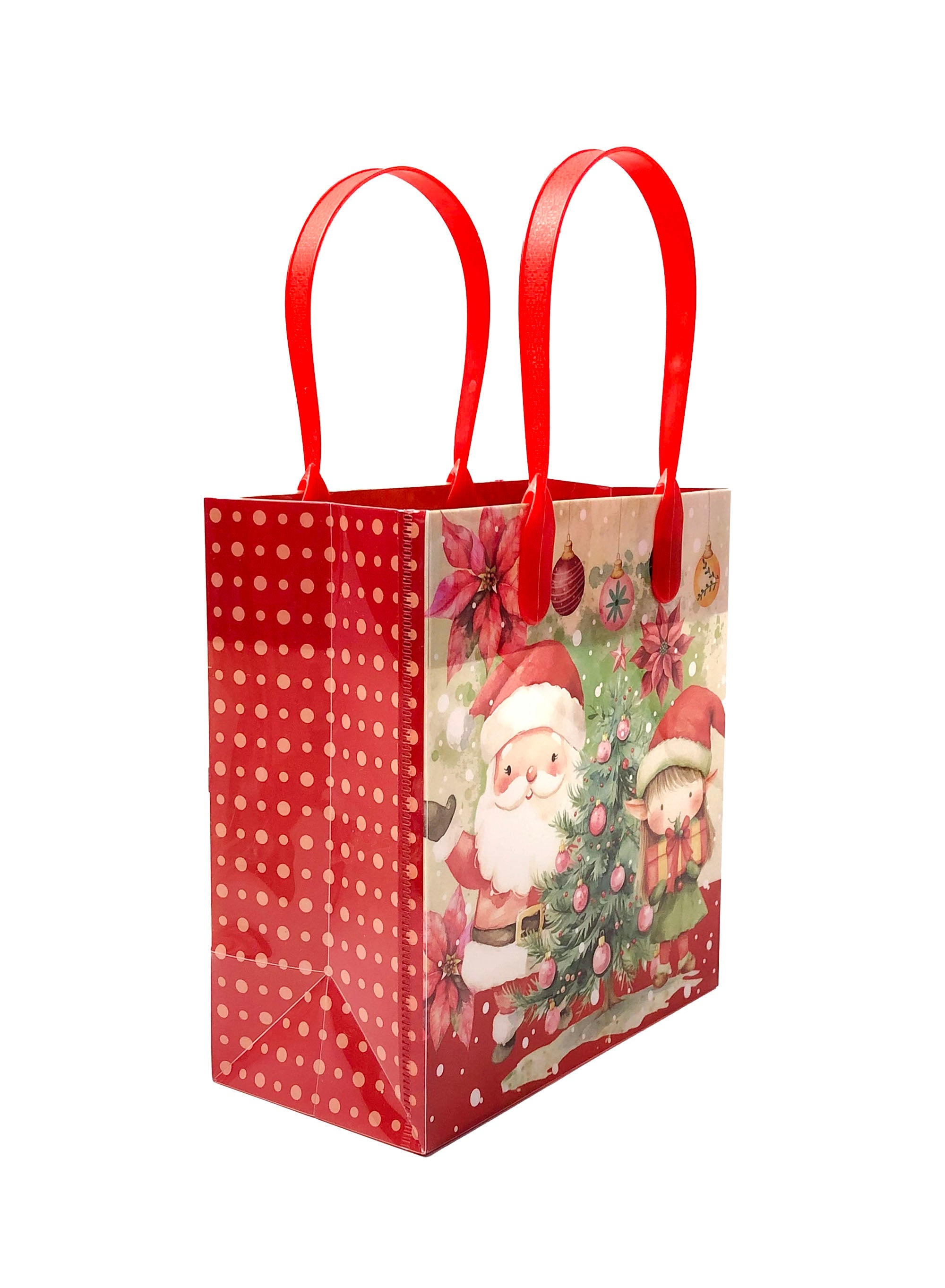 Vintage Rustic Christmas Party Favor Treat Bags - Set Of 6 Or 12