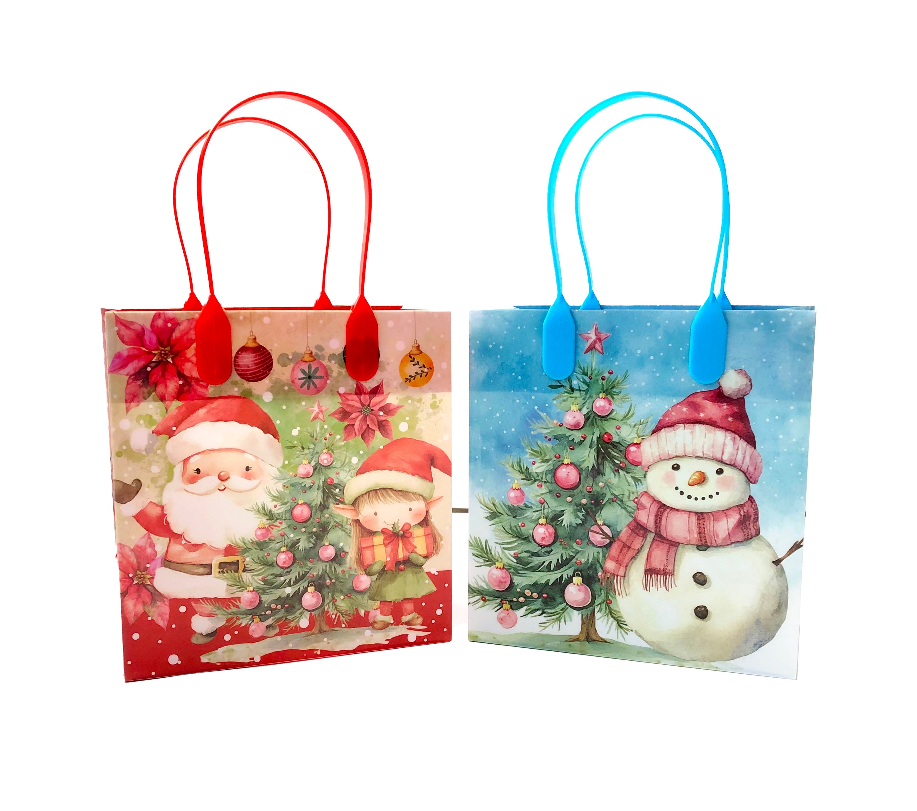 Vintage Rustic Christmas Party Favor Treat Bags - Set Of 6 Or 12