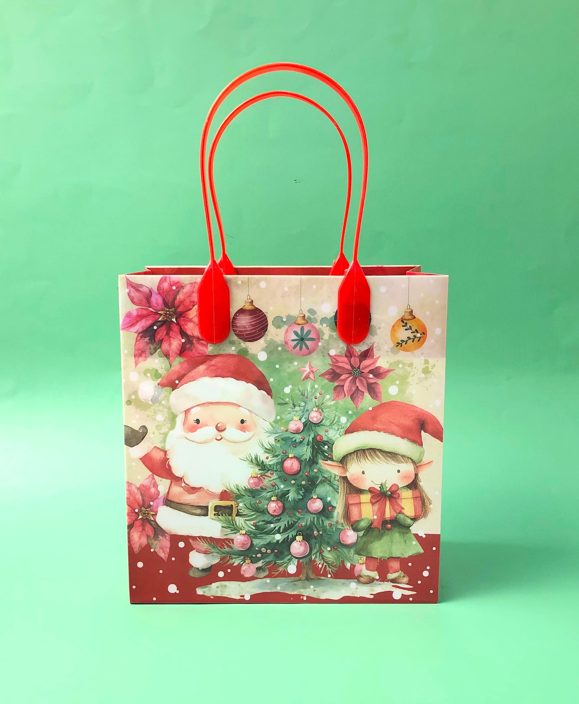 Vintage Rustic Christmas Party Favor Treat Bags - Set Of 6 Or 12