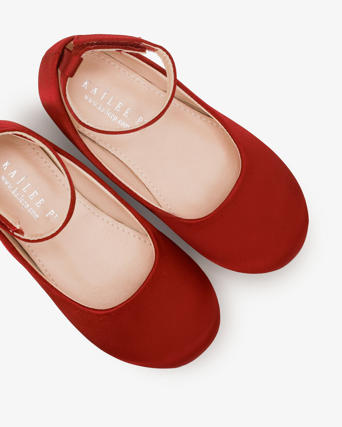 Satin Flats With Velcro Ankle Strap