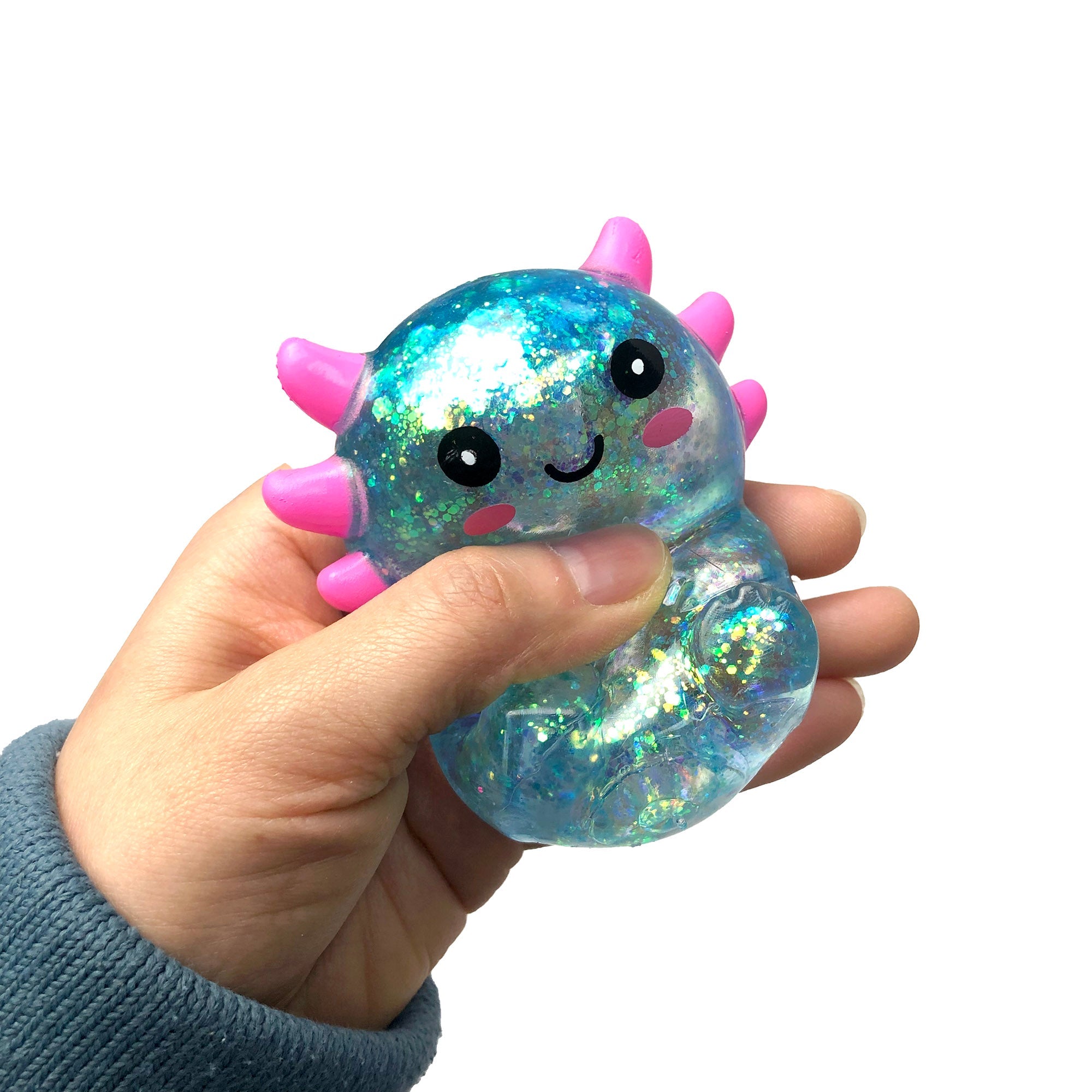 12 Pc Glitter Axolotl Squishy Toys Display – Kids Party Favors & Prizes