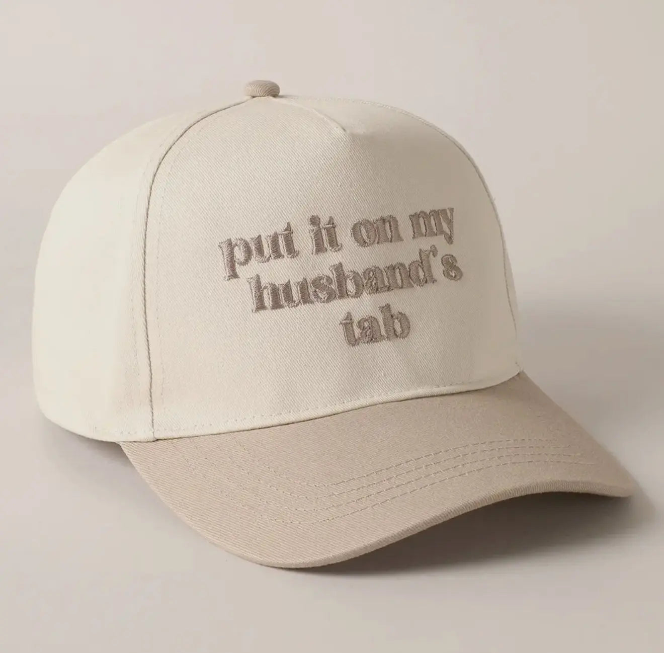 Put It On My Husband's Tab Embroidered Canvas Hat