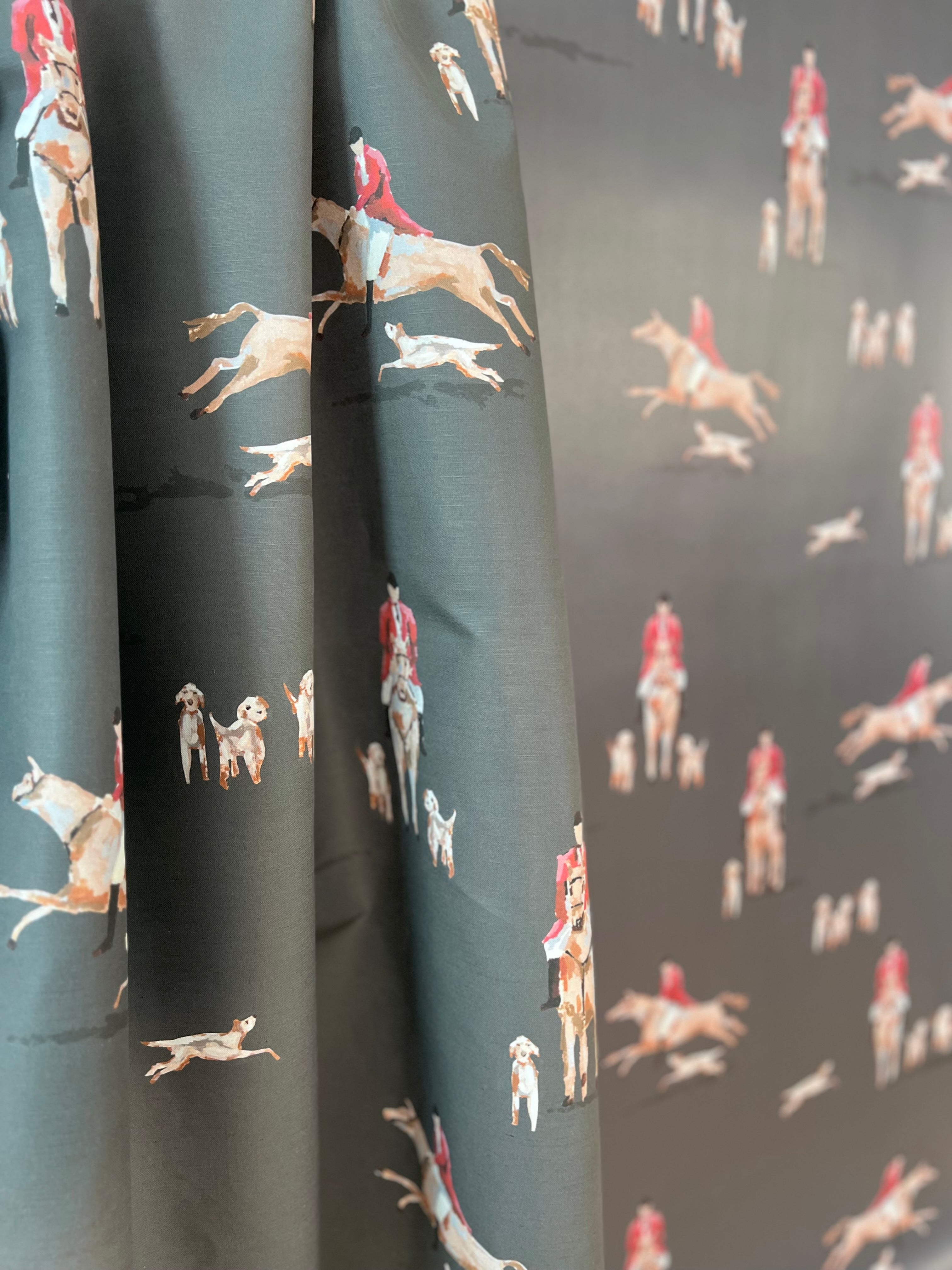 Fox Hunt For Kent In Coal- Fabric