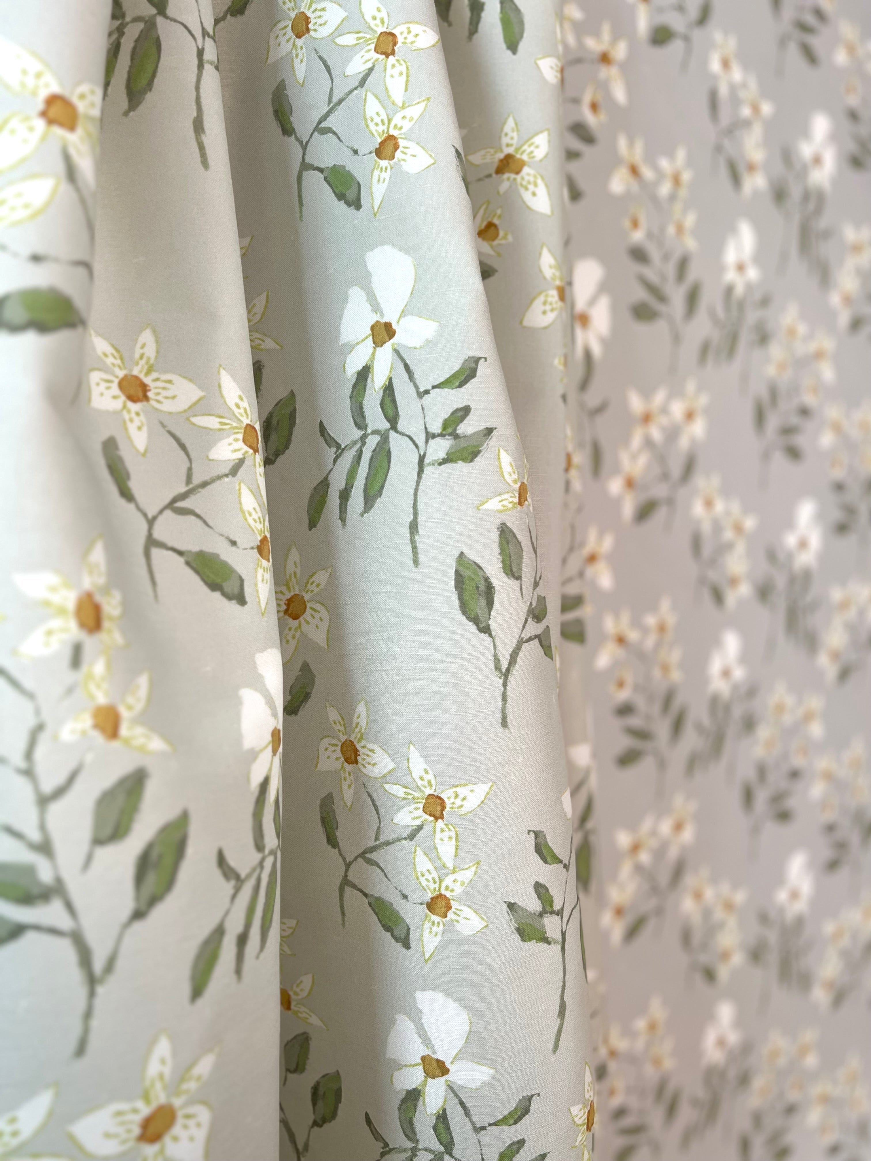 Flowers For Betsy In Soft Green- Fabric