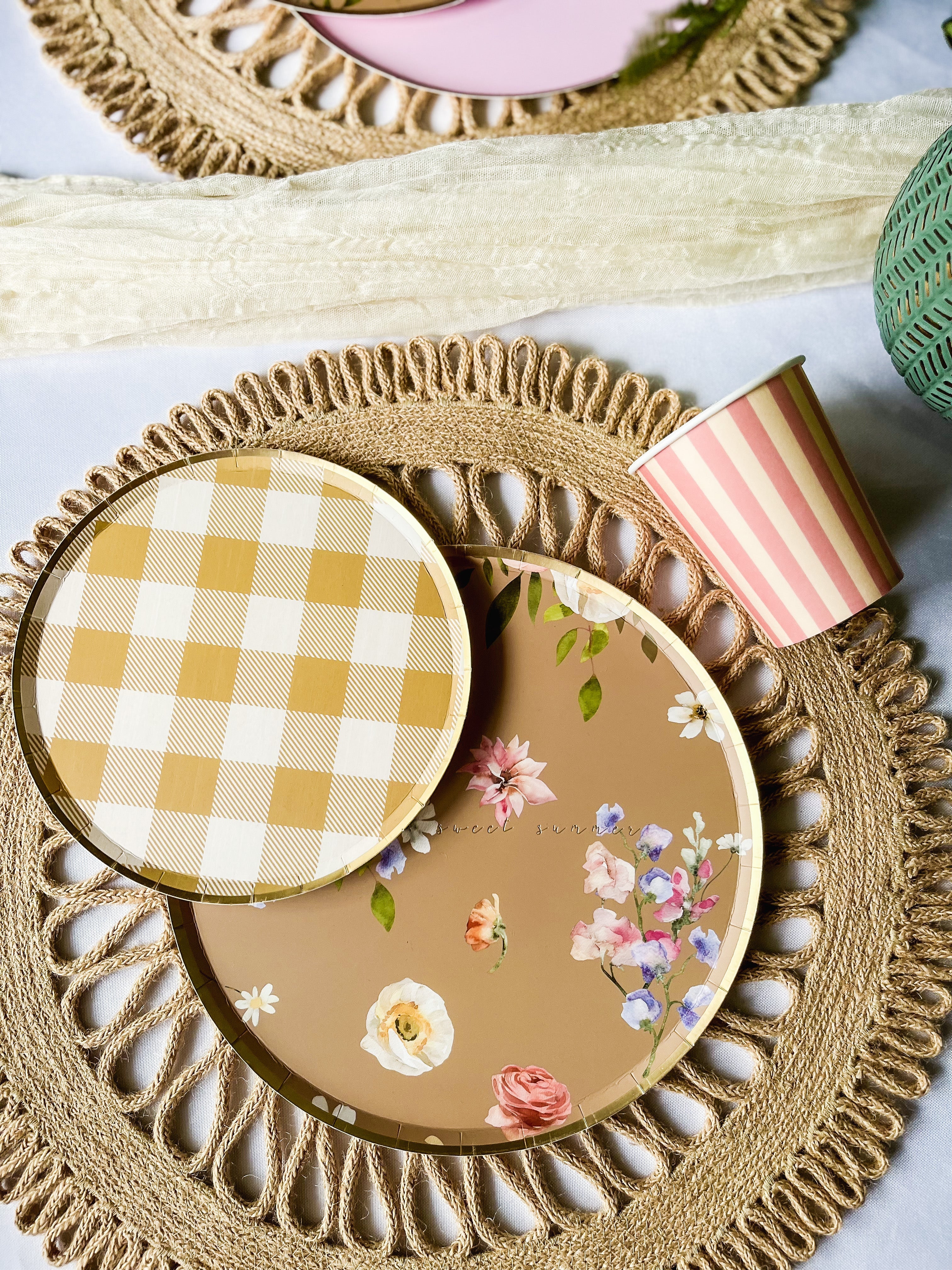 Gold Matte Plaid Plate, Small