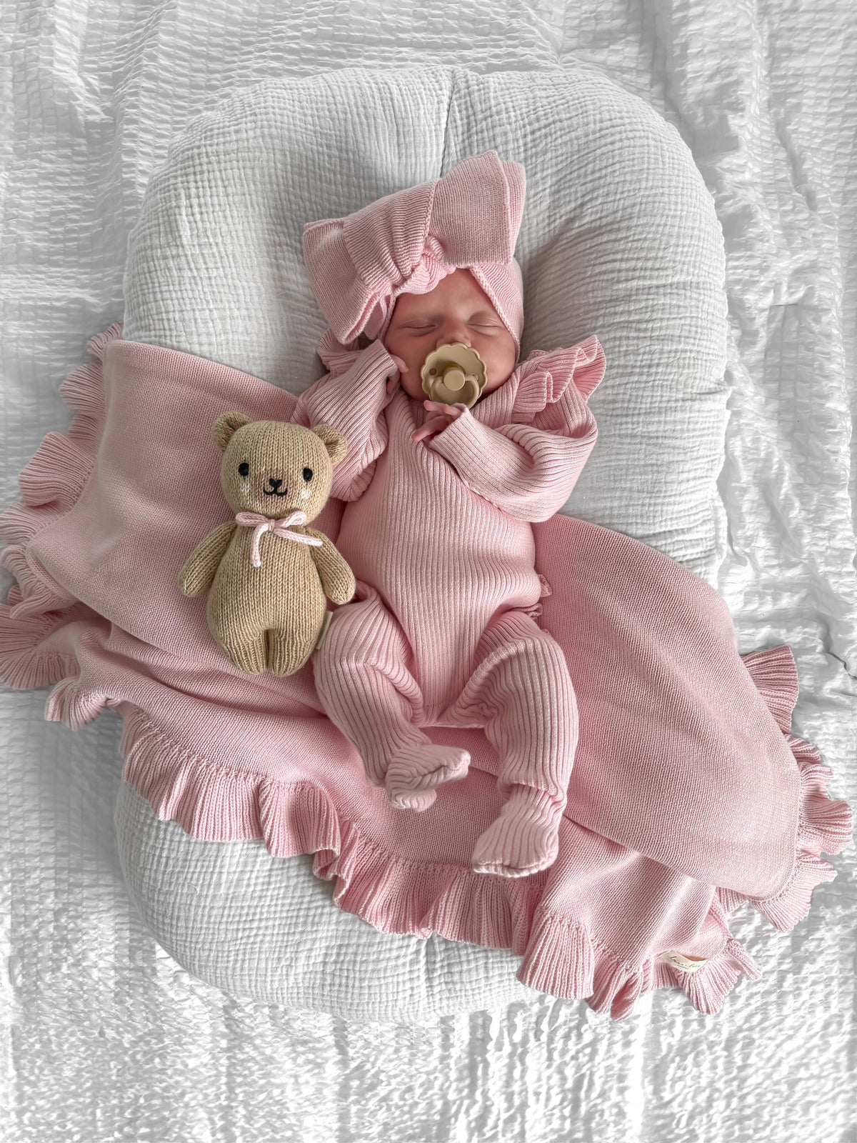 Baby Rib Ruffle Bundle - Powder Pink